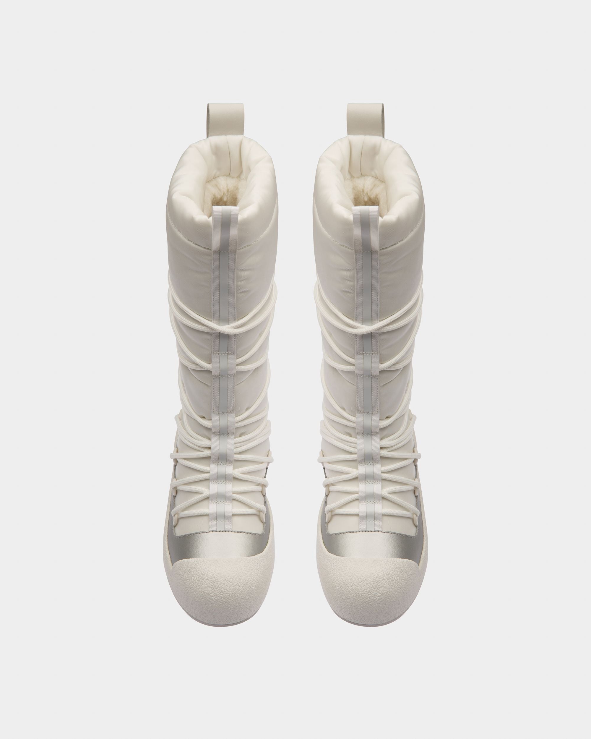 Cathye Botas En Nailon Reciclado Y Piel De Color Blanco Y Plateado - Mujer - Bally - 02