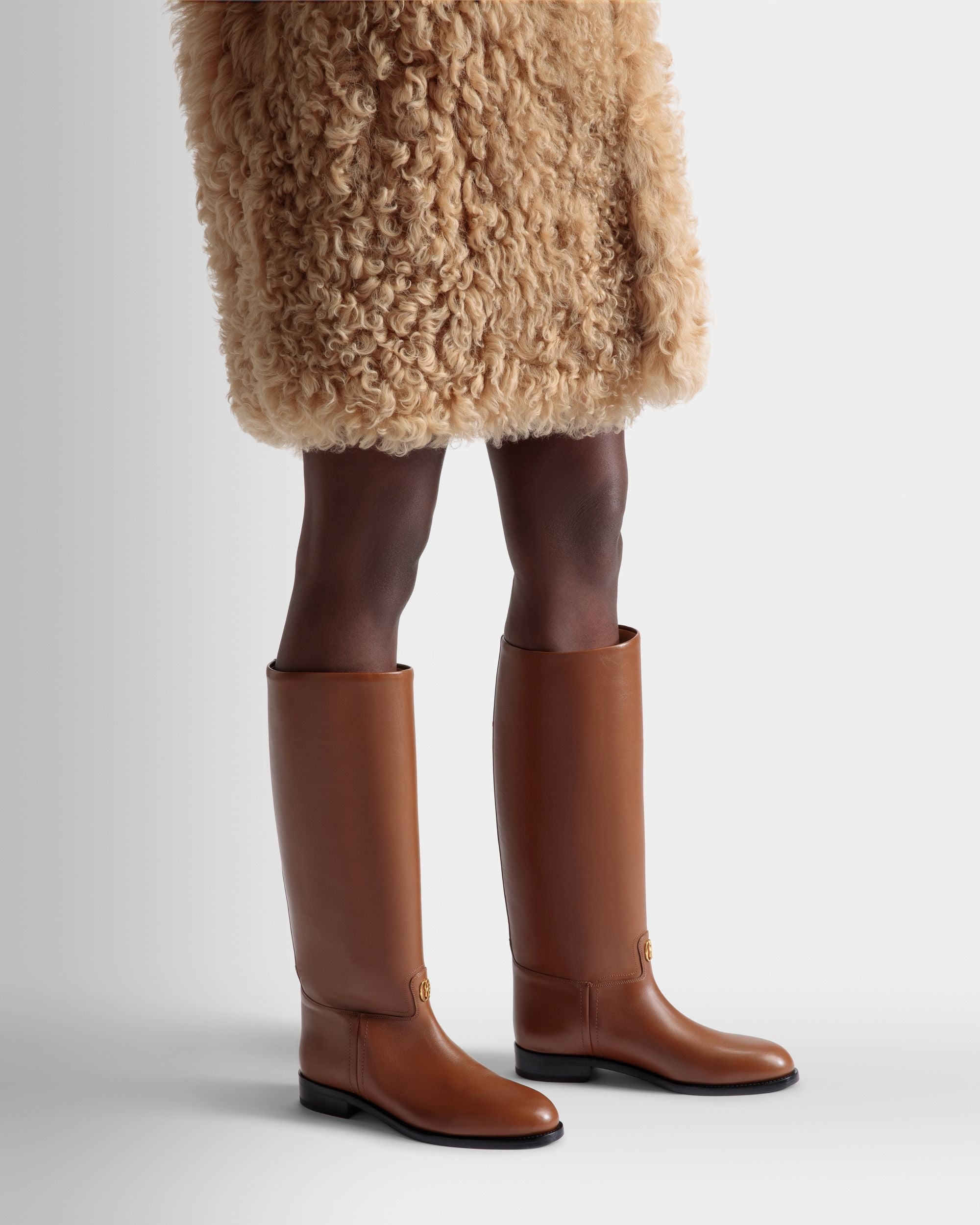 Botas Altas Huntington De Piel Marrón - Mujer - Bally - 02