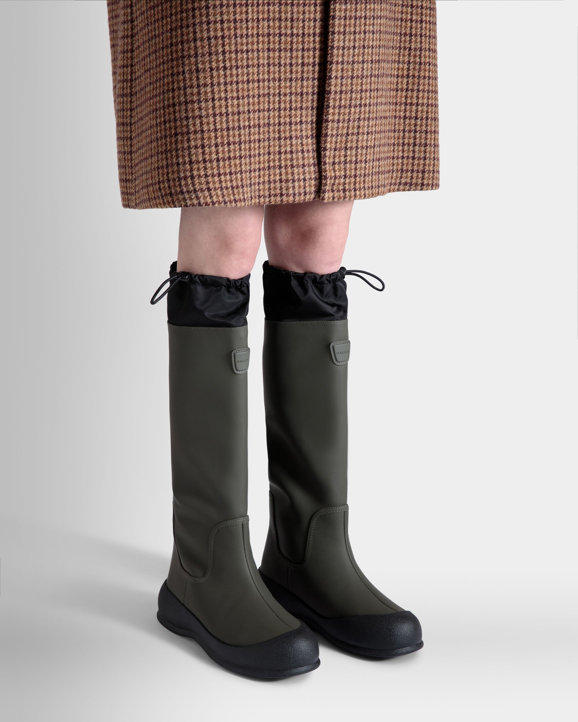 Bota Frei De Piel Engomada Military Green - Mujer - Bally - 02