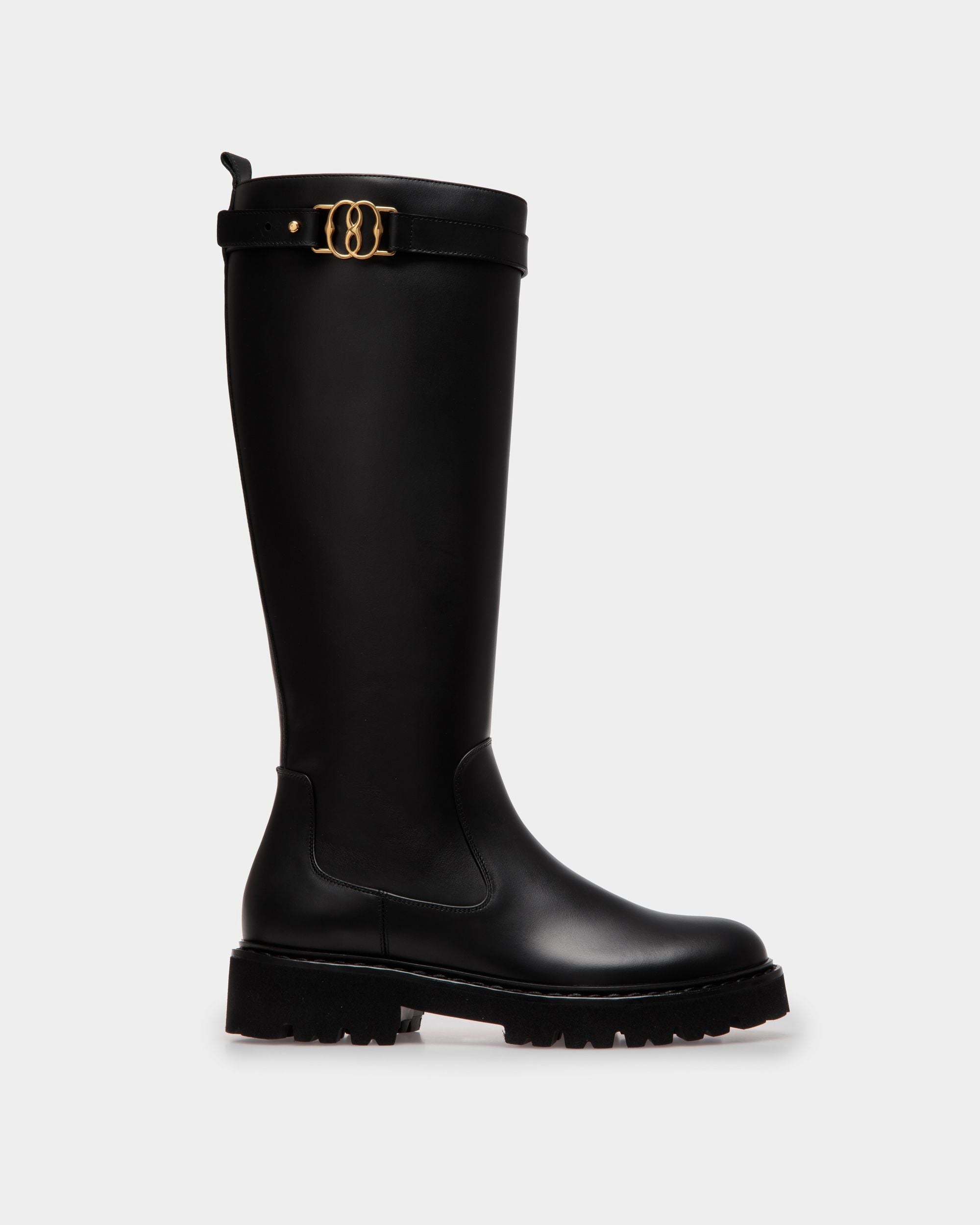 Botas Altas Enga De Piel Negra - Mujer - Bally - 01