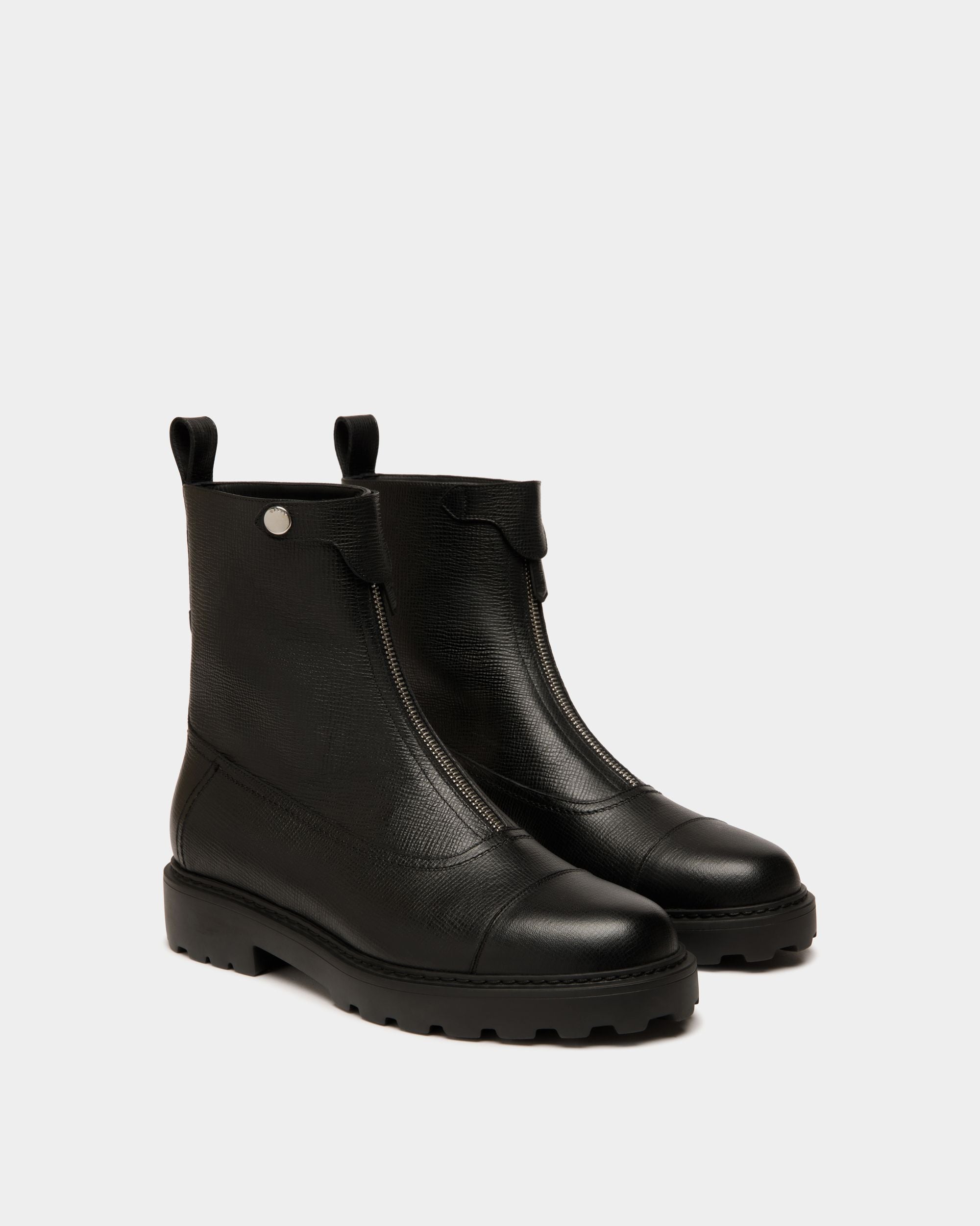 Botín Gusto De Piel Granulada Negra - Mujer - Bally - 02