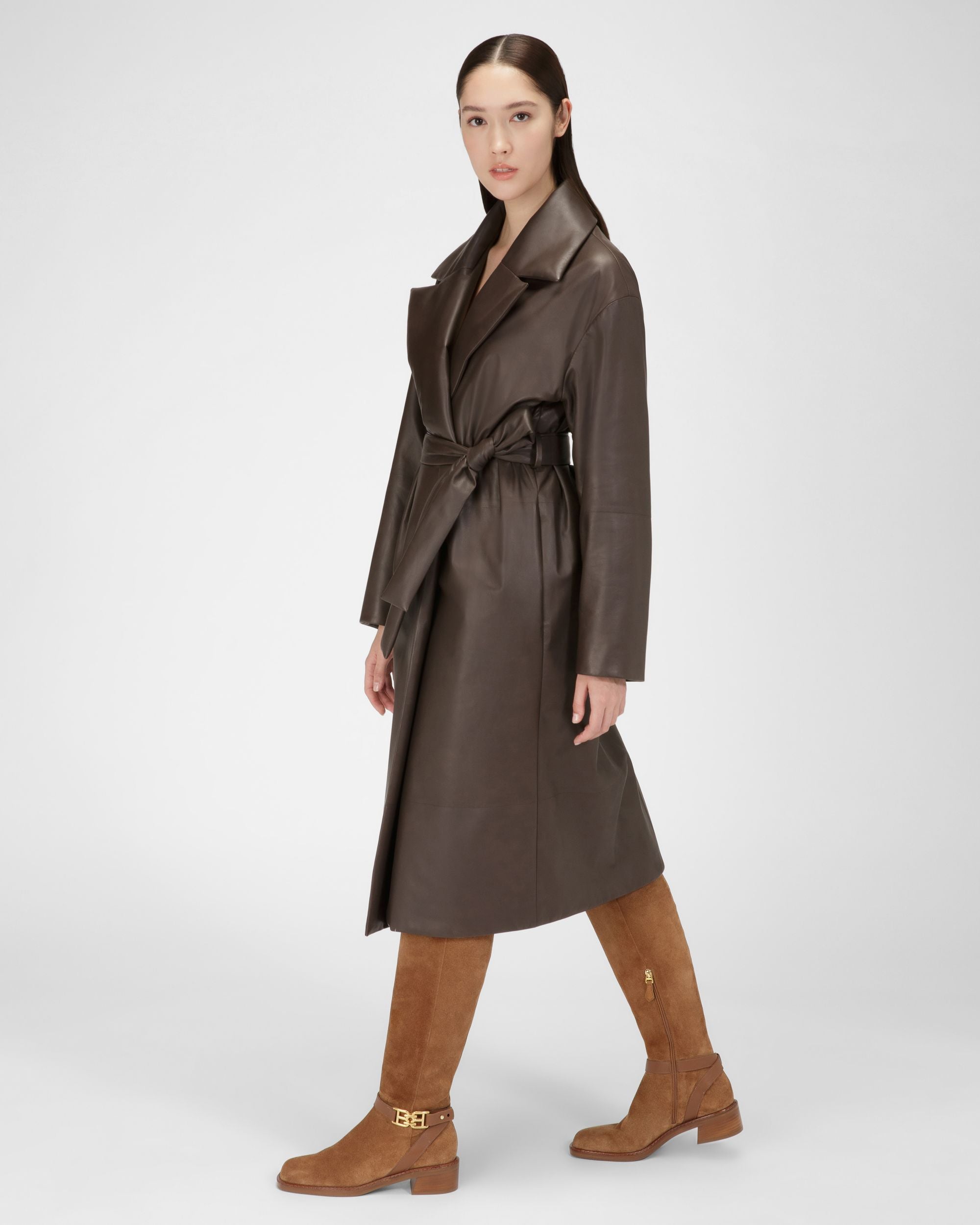 Eloire Botas Altas En Cuero De Color Marrón - Mujer - Bally - 03