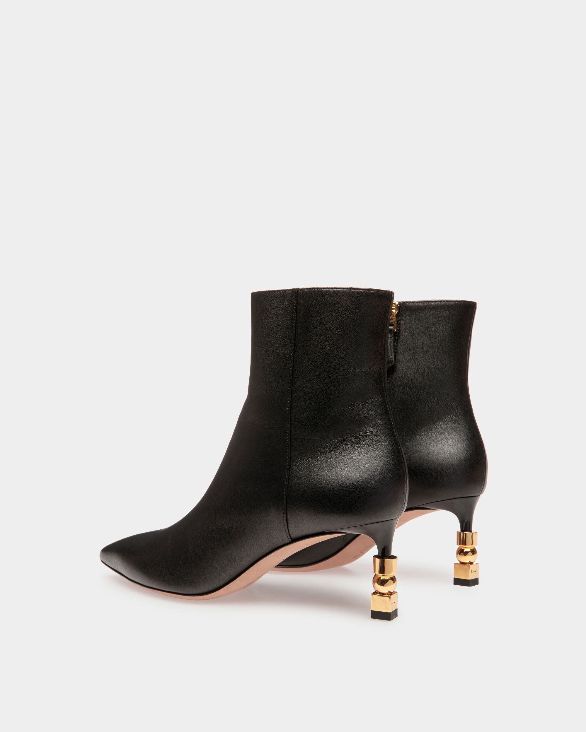 Block Booties In Black Leather - Women's - Bally - 04