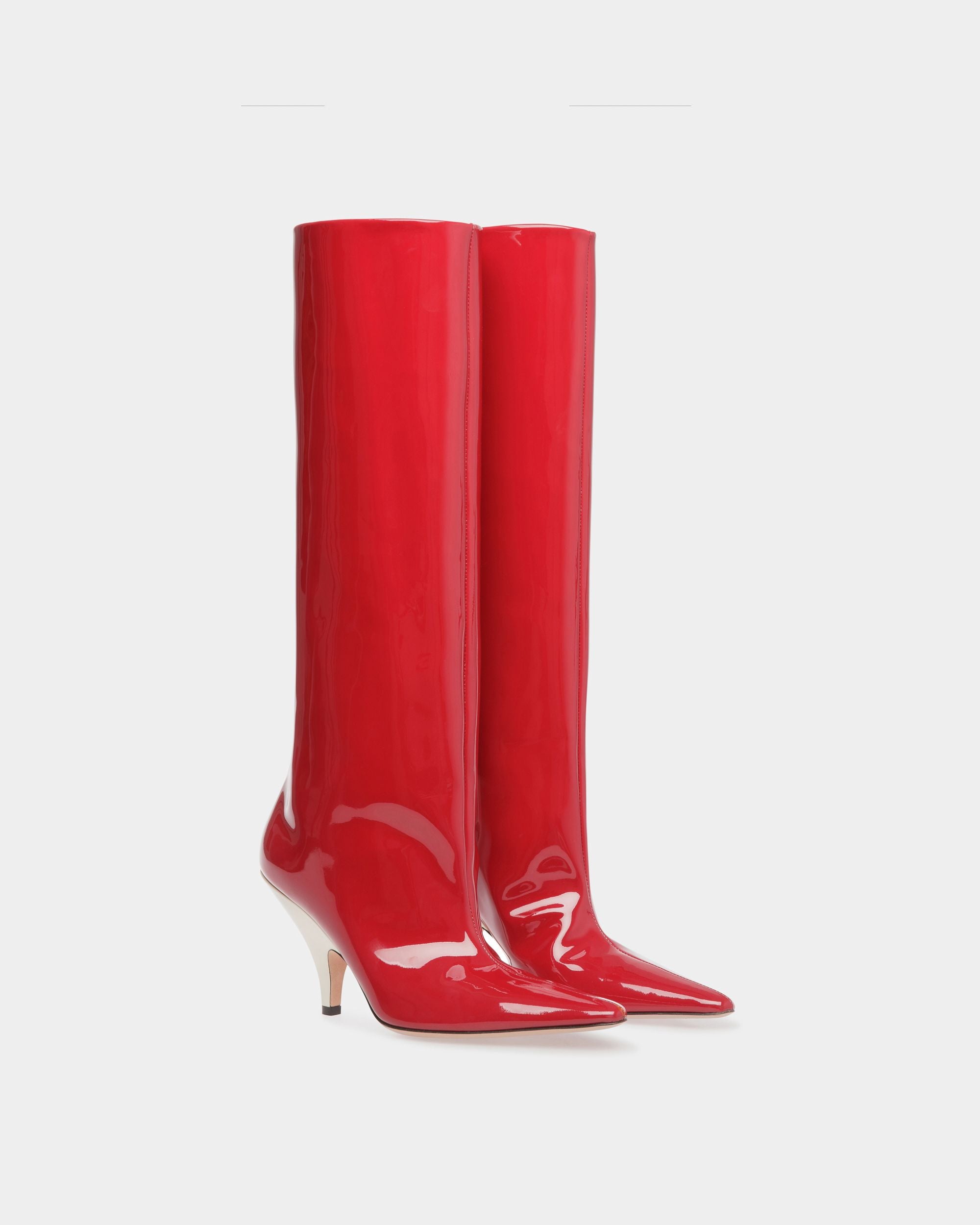 Katy Long Boots In Deep Ruby Leather - Women's - Bally - 02