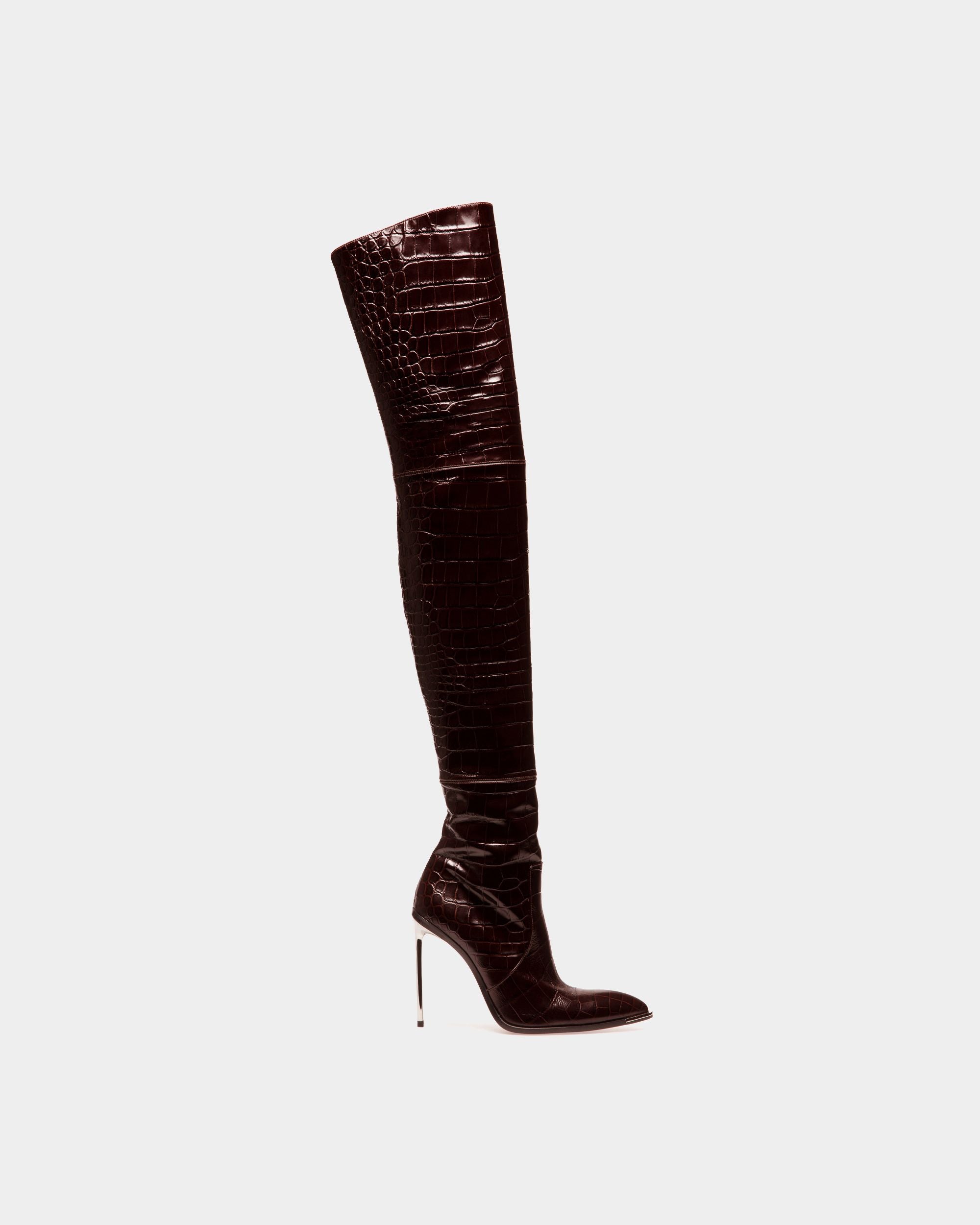 Botas Altas Hedy De Piel Burdeos - Mujer - Bally - 01
