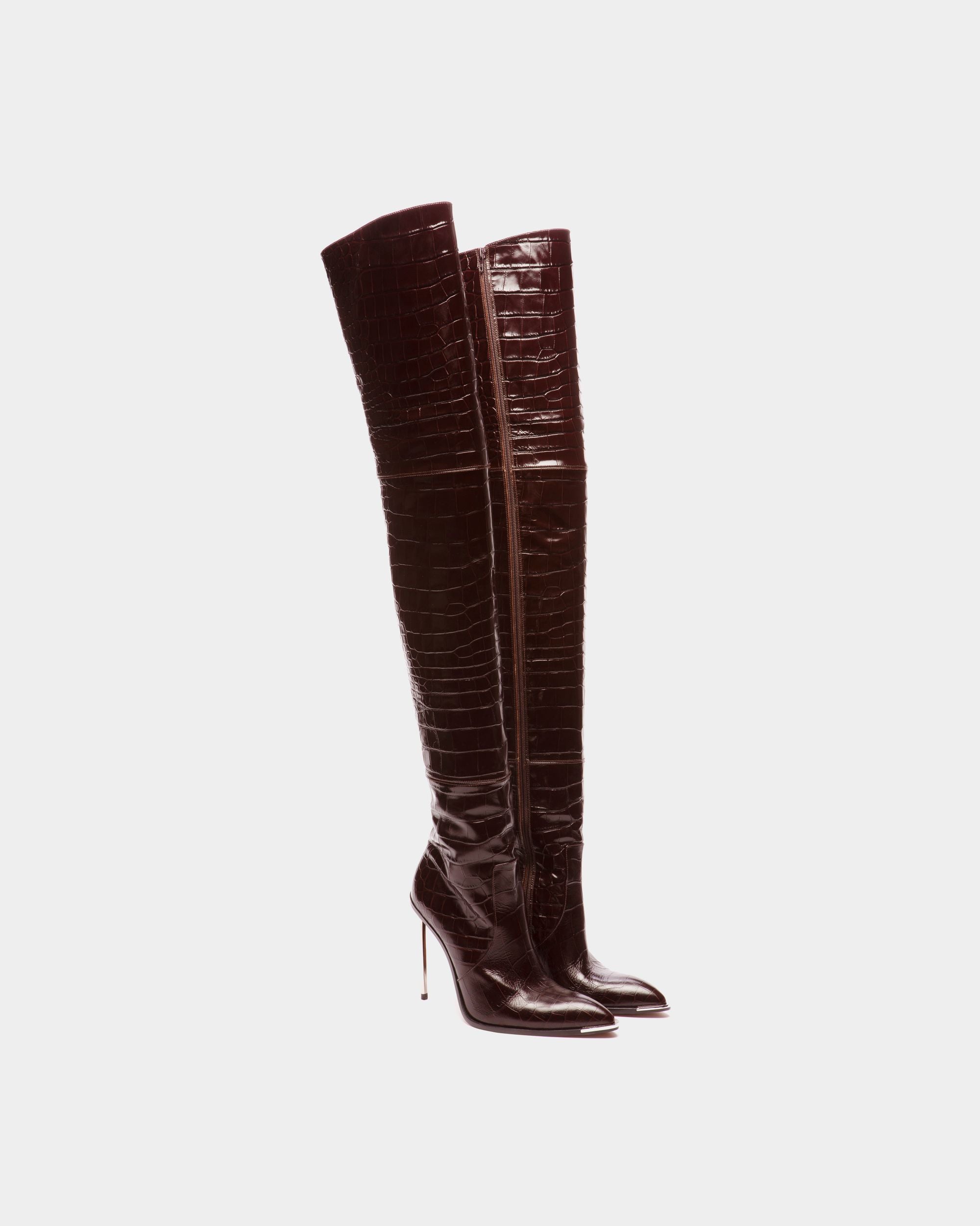 Botas Altas Hedy De Piel Burdeos - Mujer - Bally - 03