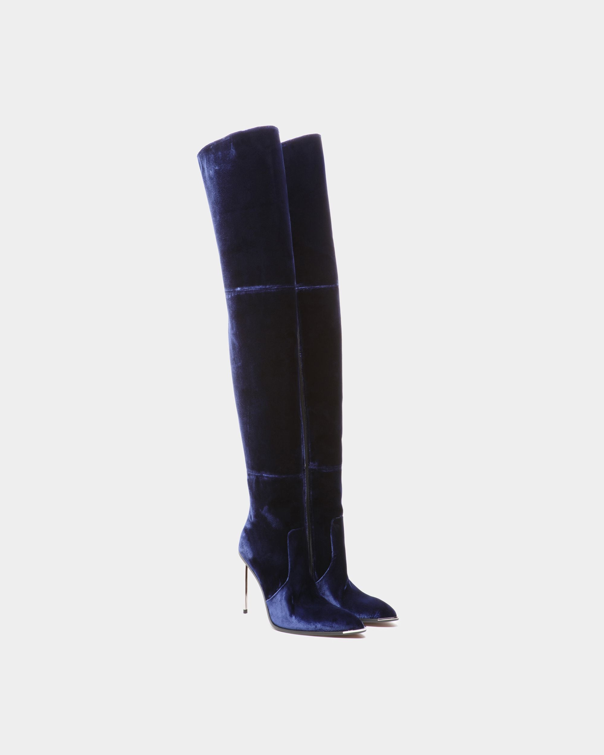 Botas Hedy De Terciopelo Azul Marino - Mujer - Bally - 03