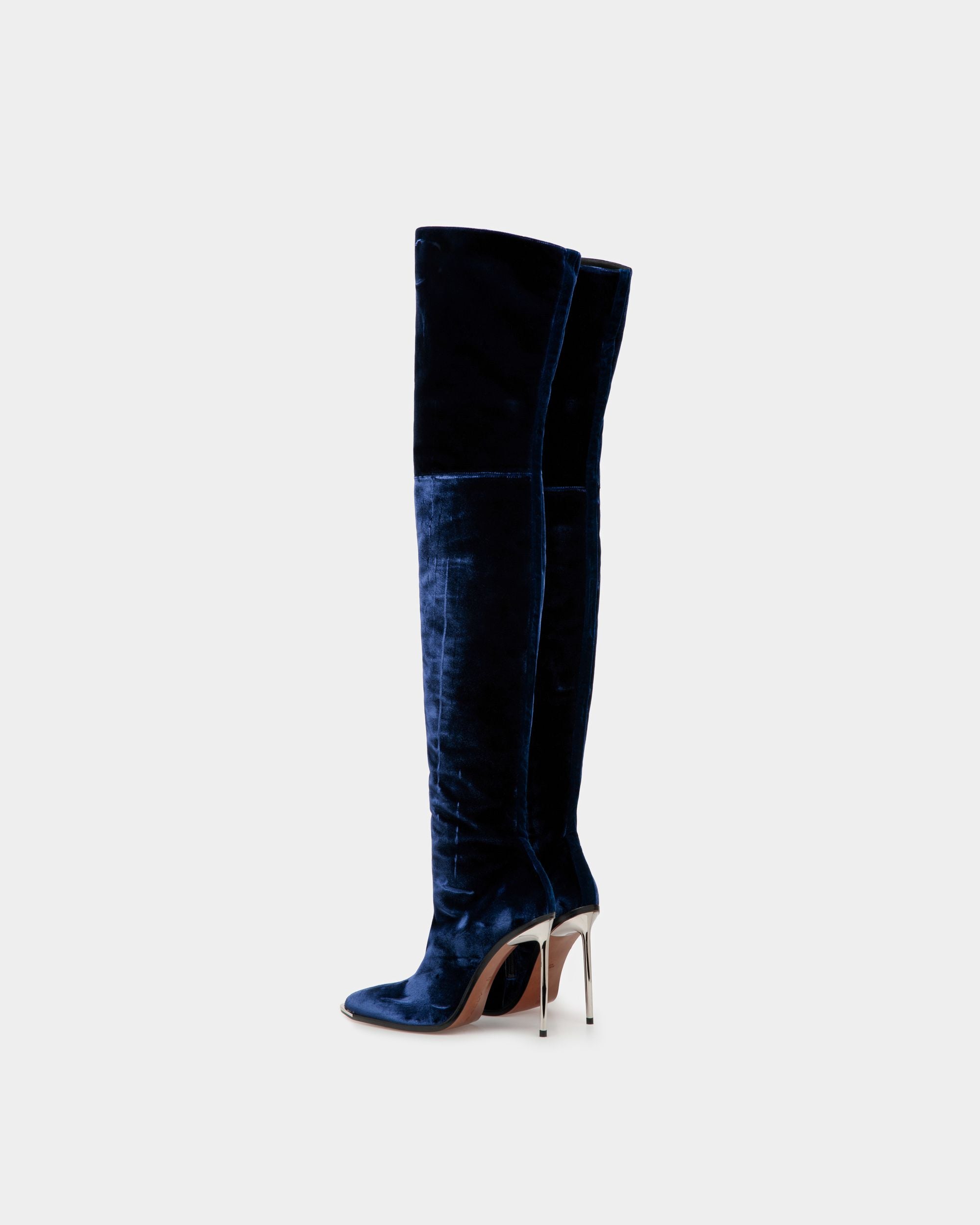 Botas Hedy De Terciopelo Azul Marino - Mujer - Bally - 04