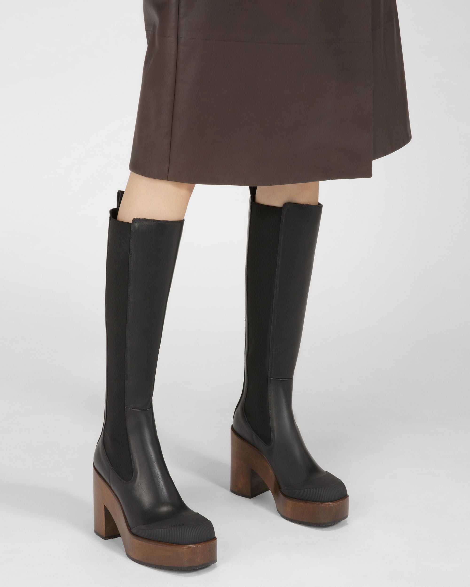 Ianna Leather Long Boots In Black - Women's - Bally - 06