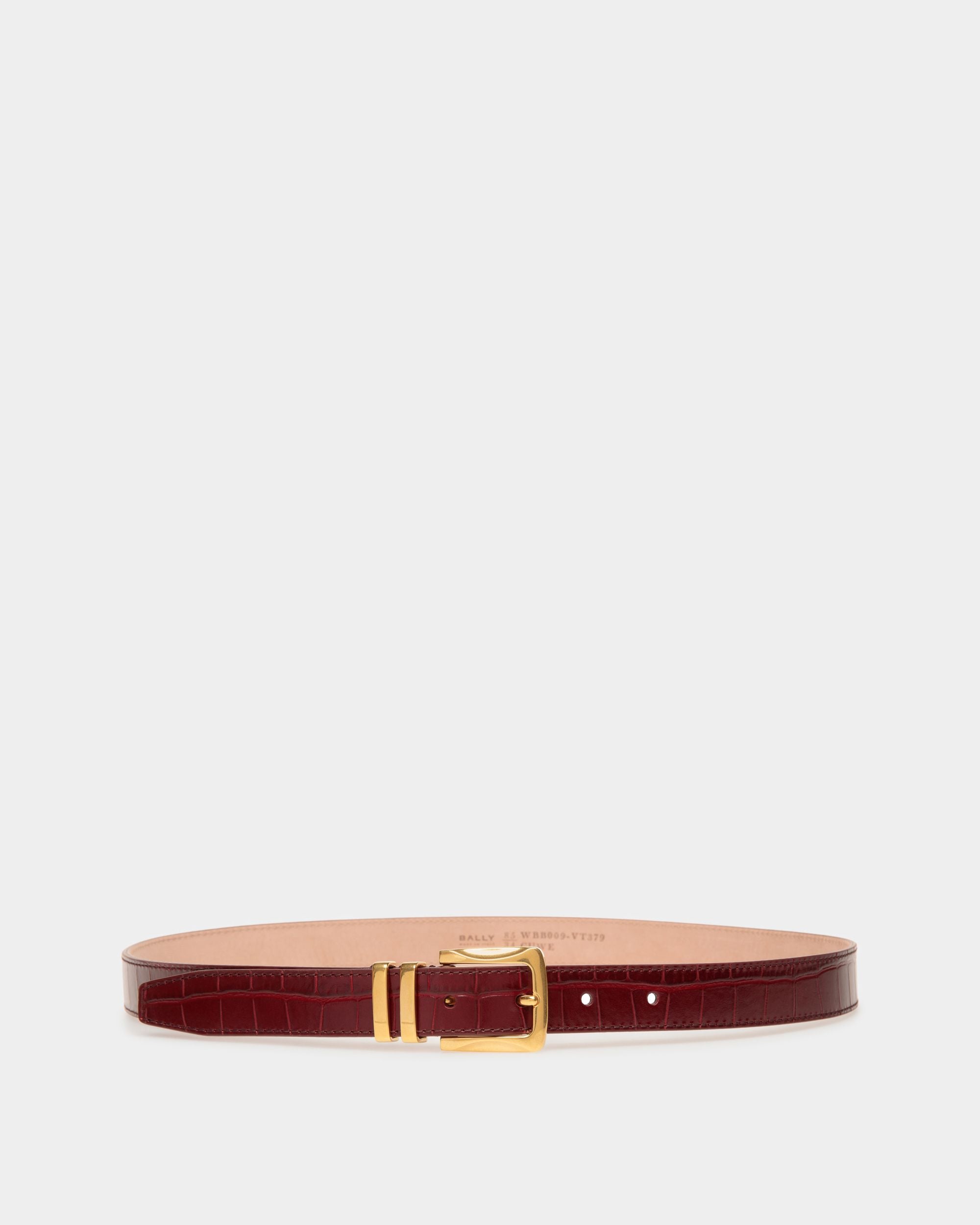 Cinturón Fijo Baroque De Piel Burdeos - Mujer - Bally - 01
