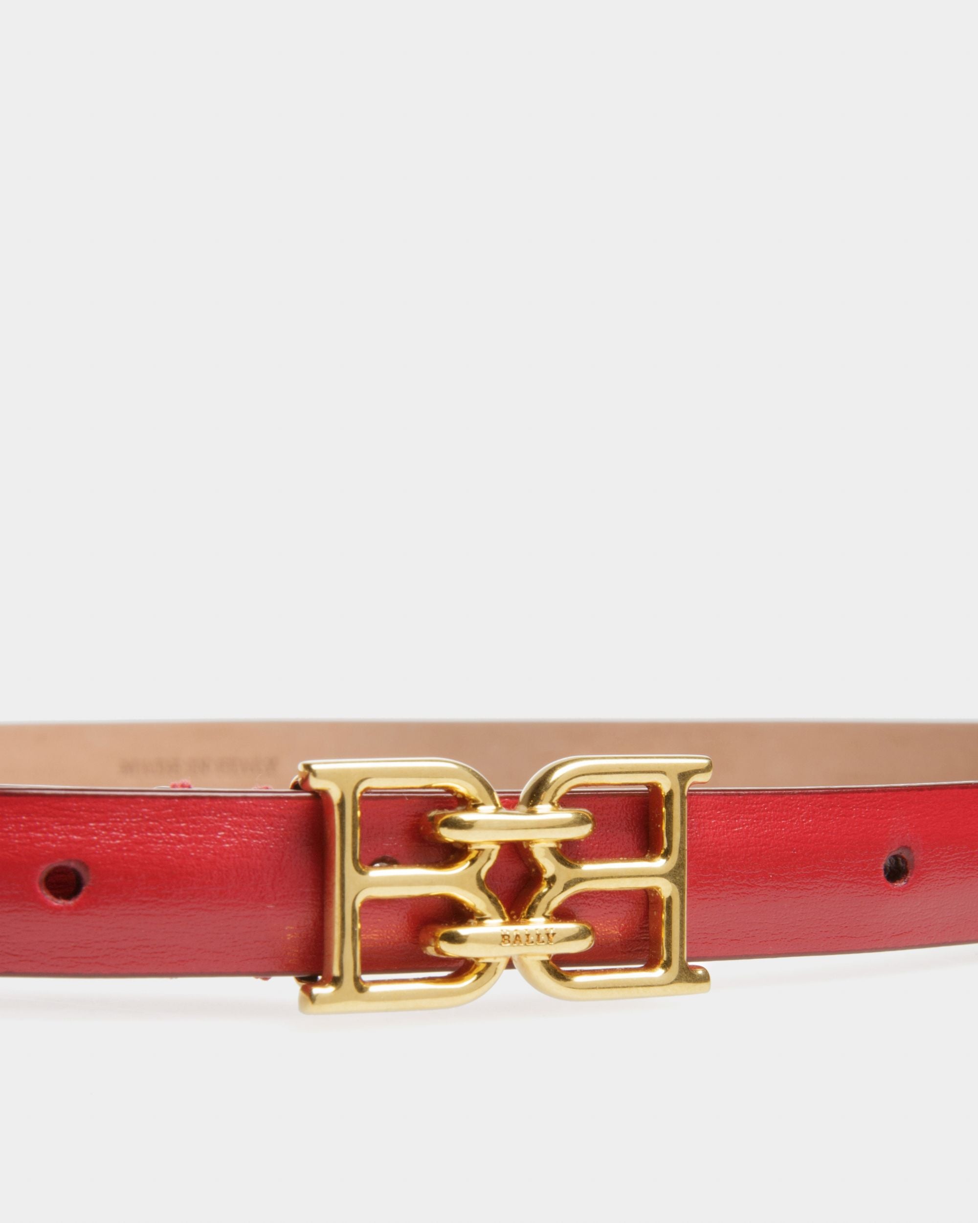 B-Chain Leather 15Mm Belt In Red - Women's - Bally - 03