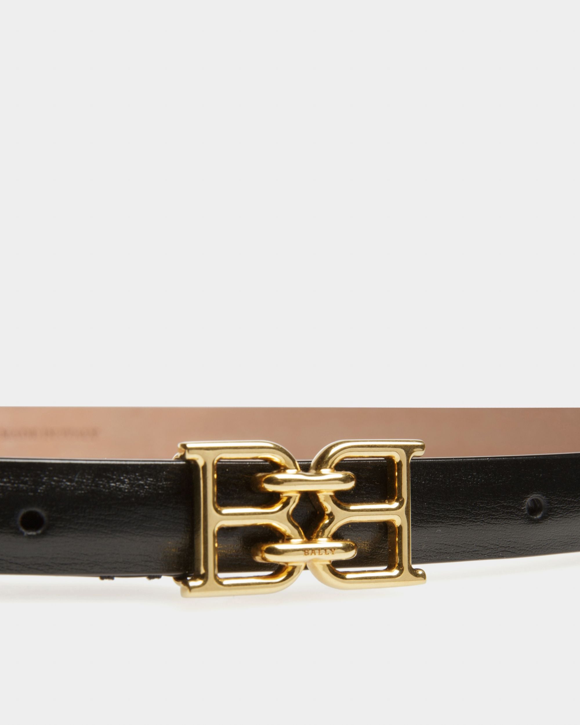 B-Chain Leather 15mm Belt In Black - Women's - Bally - 03