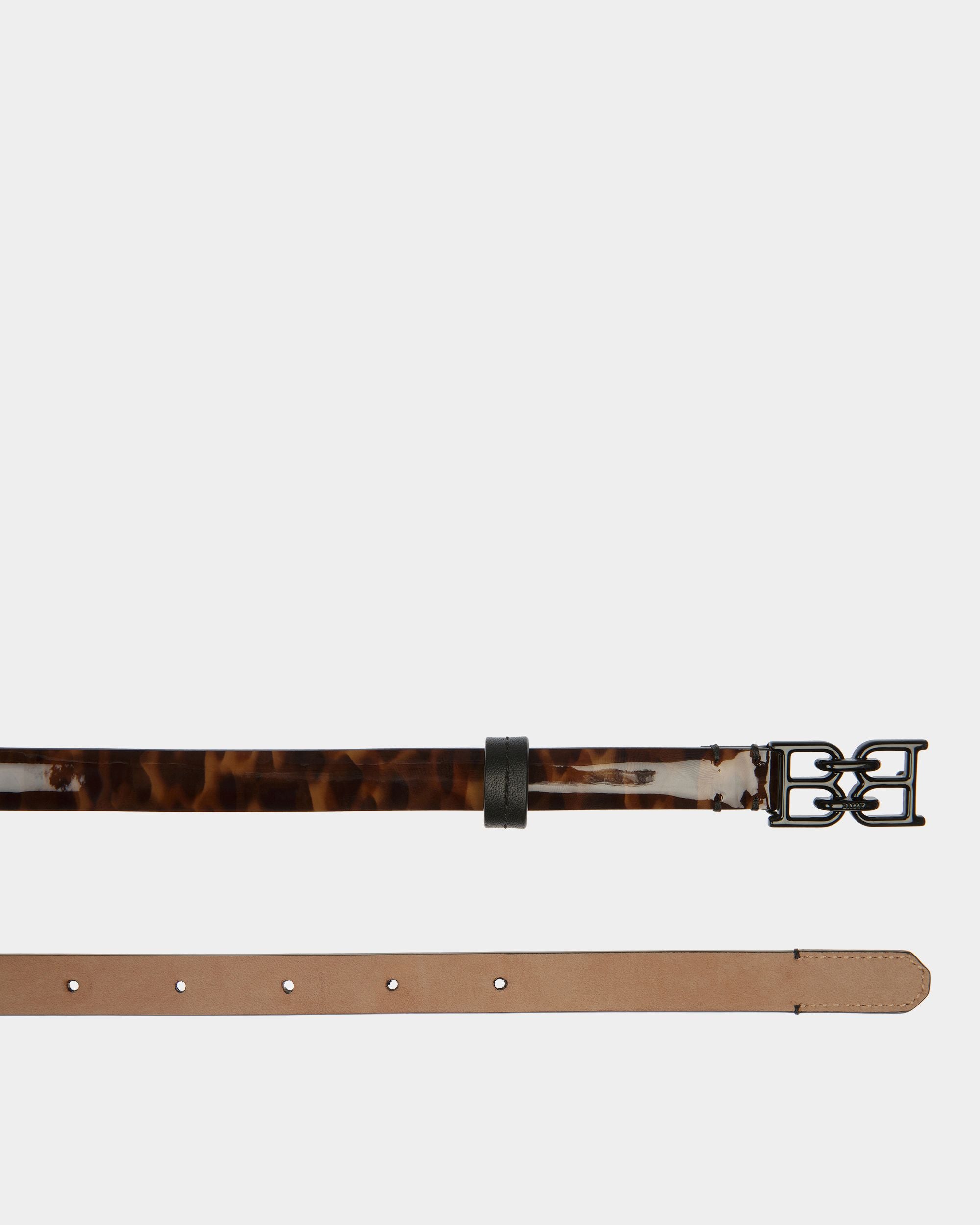 B Chain Leather Belt In Tortoiseshell - Women's - Bally - 02