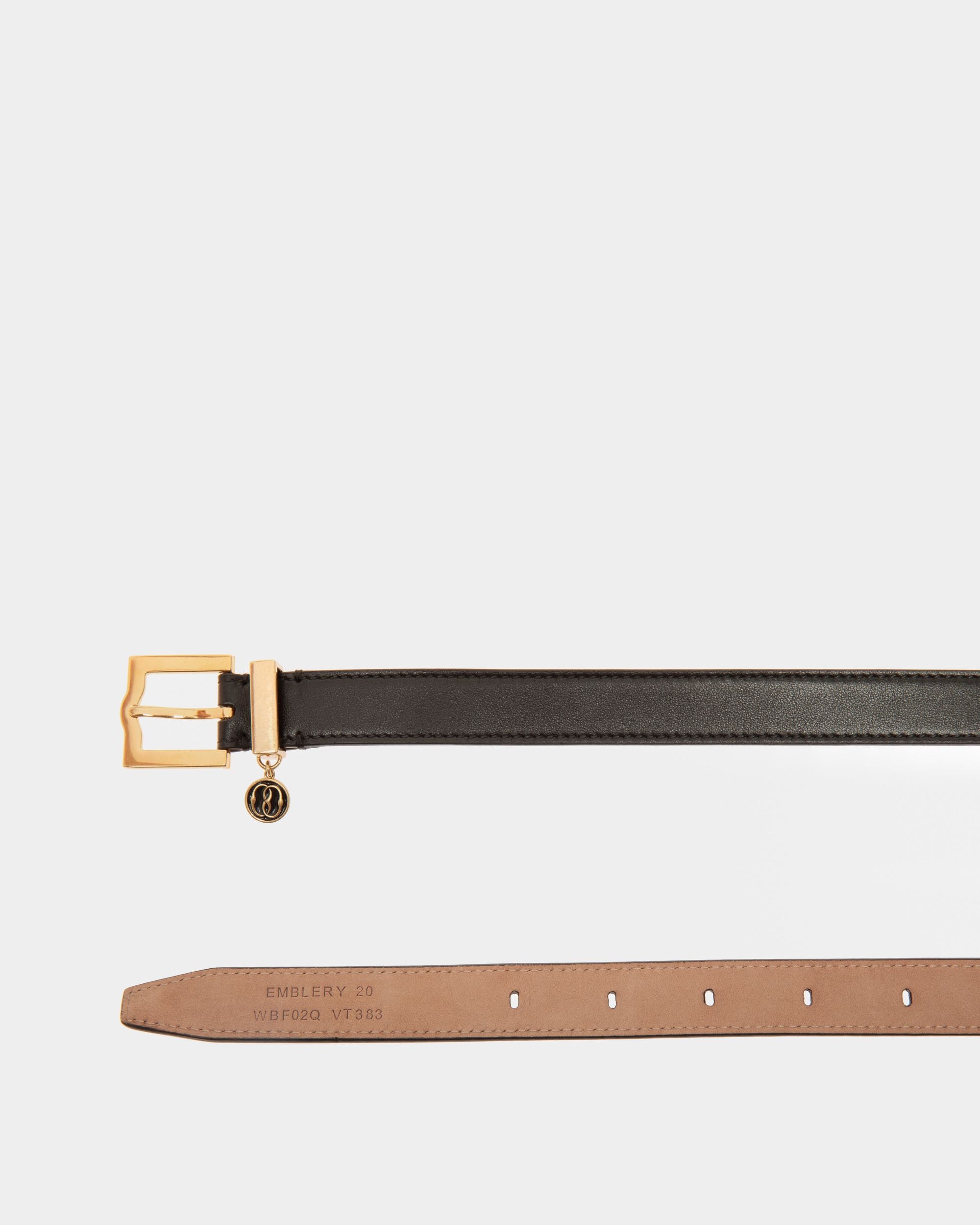 Cinturón Emblem 20 Mm De Piel Negra - Mujer - Bally - 02
