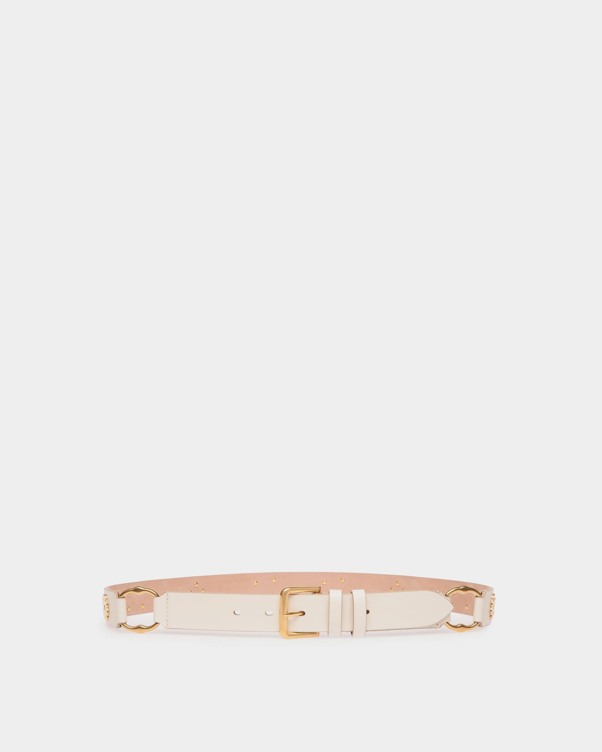 Arkle 85 cm Belt in White Leather - Women's - Bally - 01