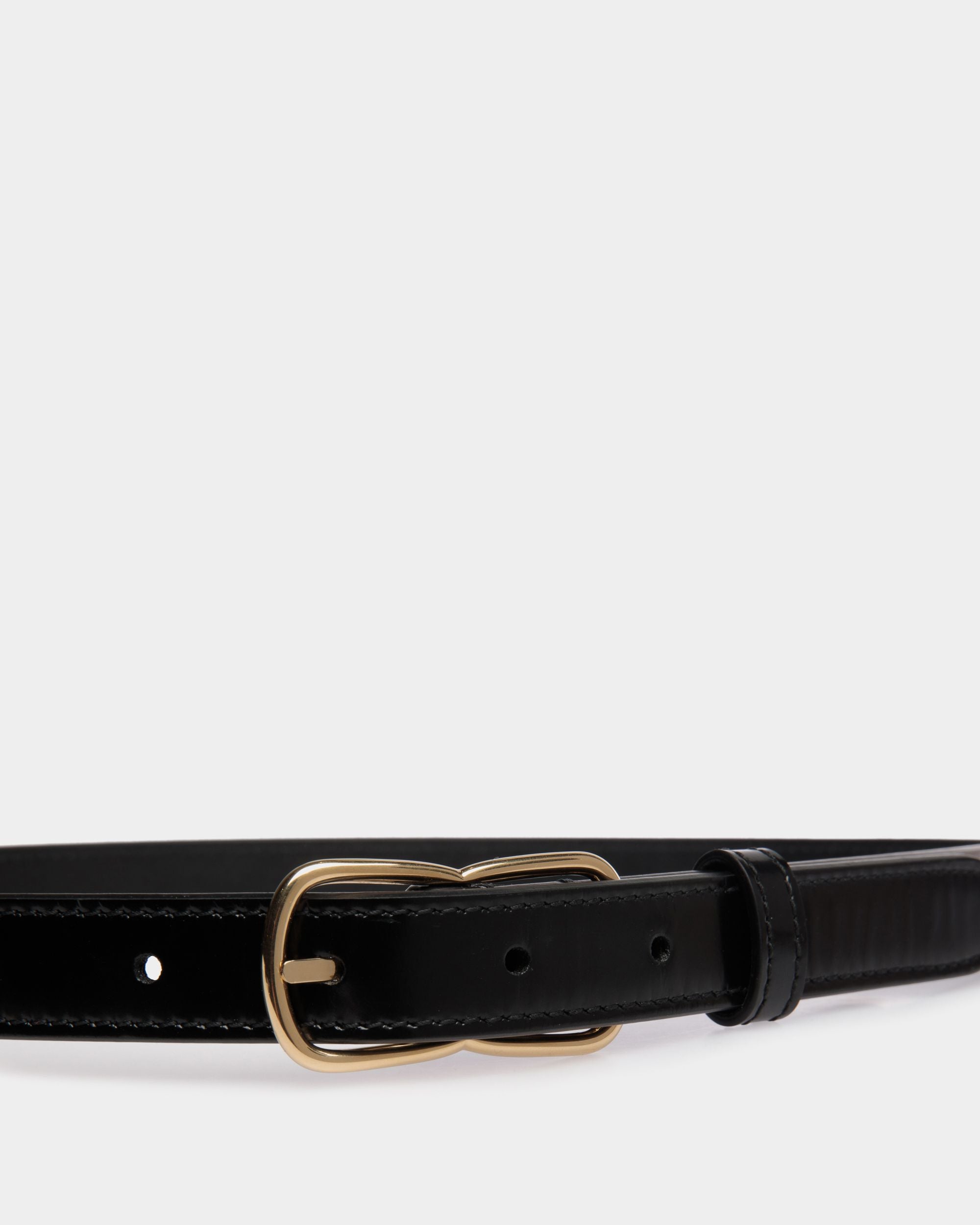 Loto 20mm Belt in Black Brushed Leather - Mujer - Bally - 03