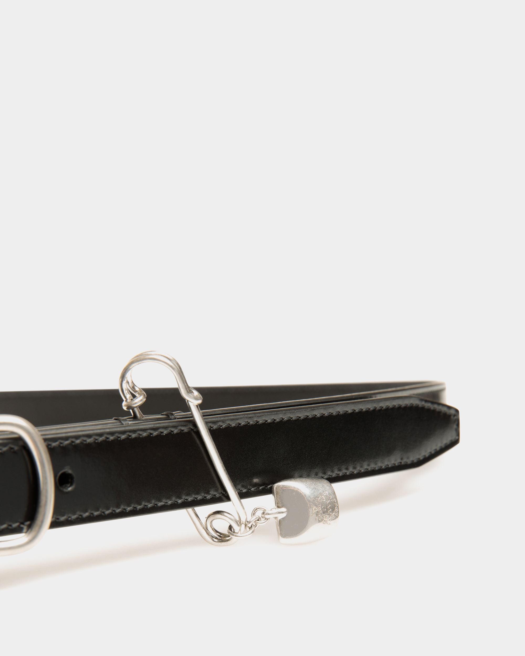 Loto 20 mm Belt In Black Brushed Leather - Women's - Bally - 03