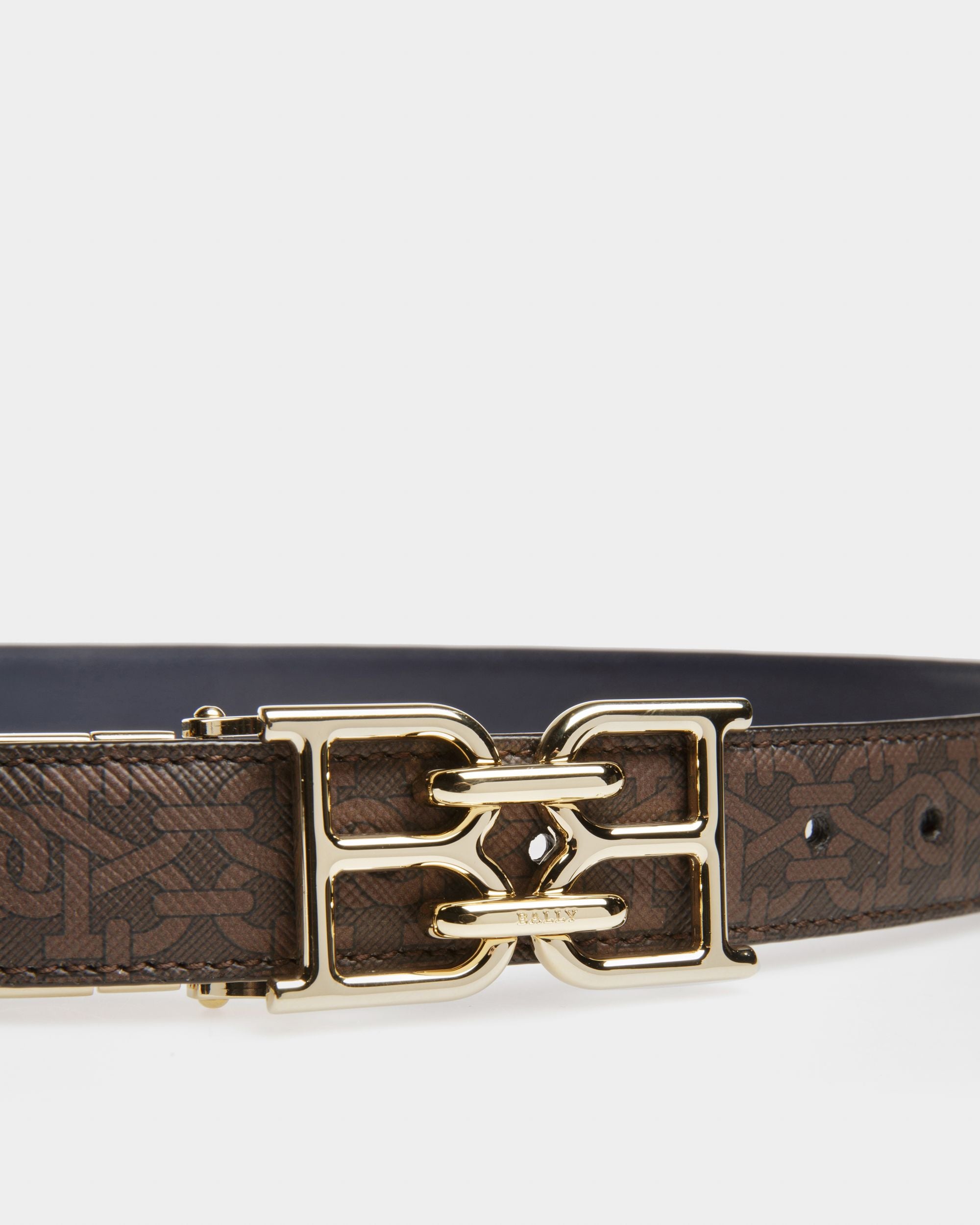 B-Chain Cinturón De 25 Mm En Tpu Y Piel De Color Marrón Y Azul Marino - Mujer - Bally - 03
