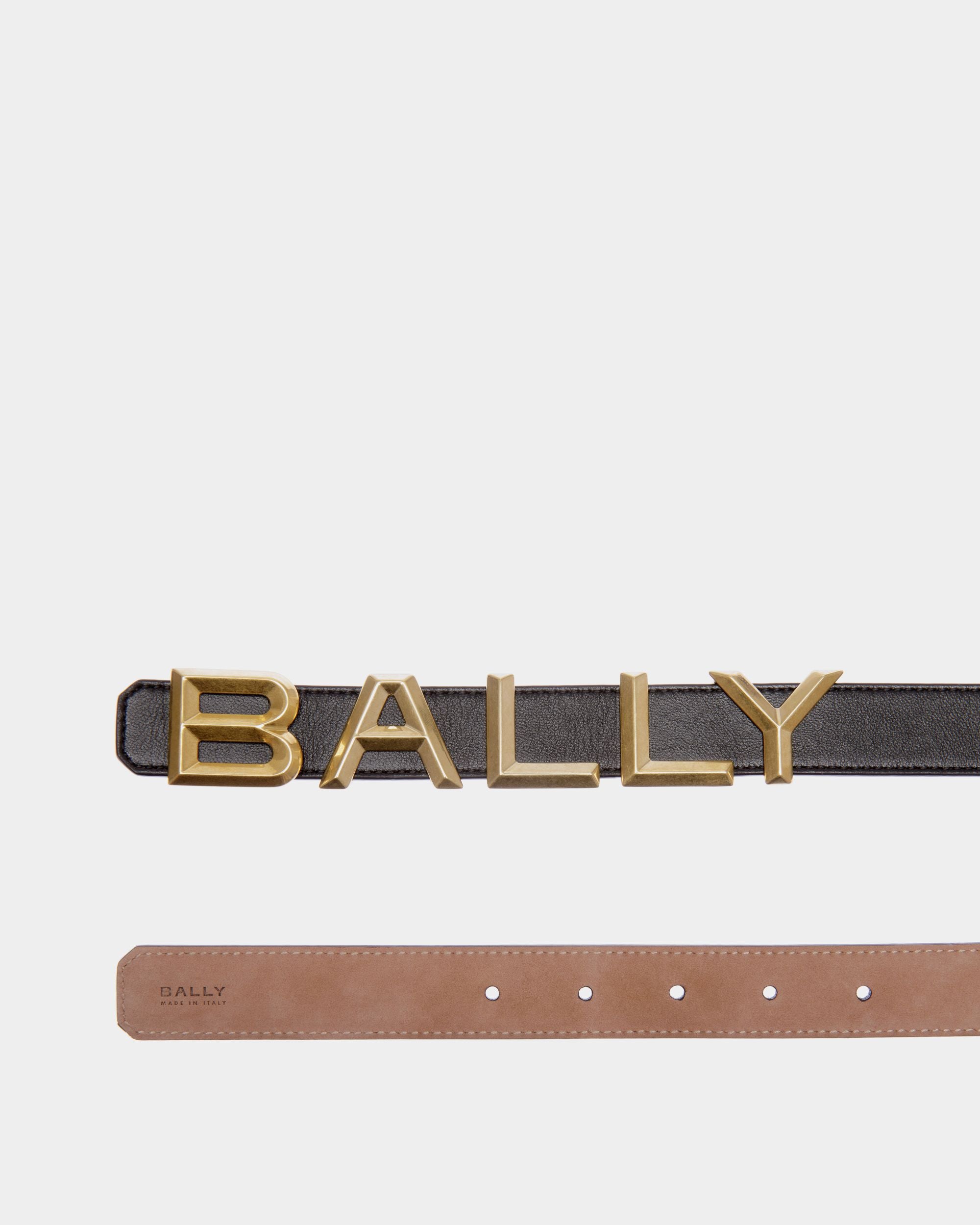 Cinturón Reversible De 25 mm Logomania De Piel Negra - Mujer - Bally - 02