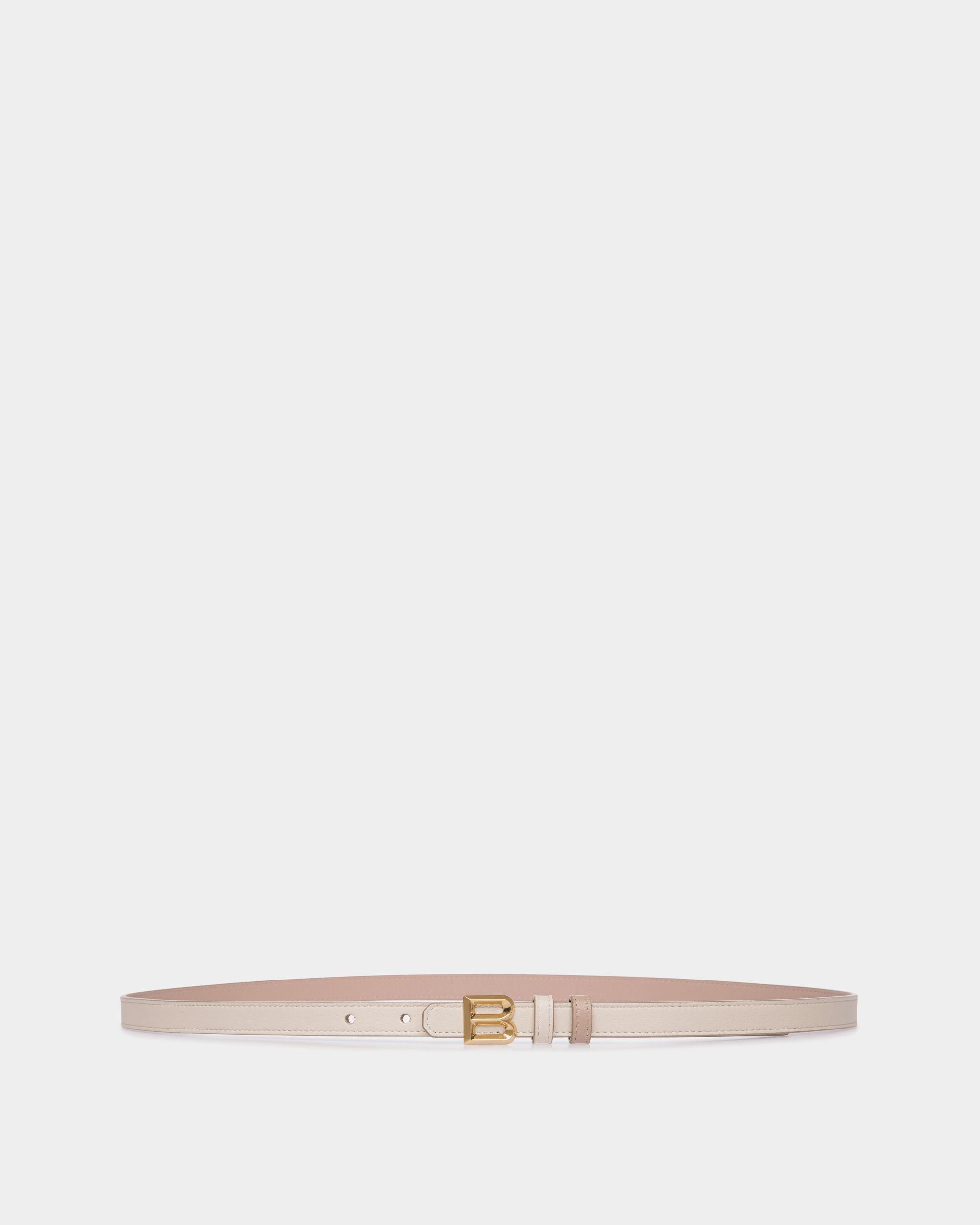 B Bold 15mm Reversible Belt In White And Light Beige Leather - Women's - Bally - 01