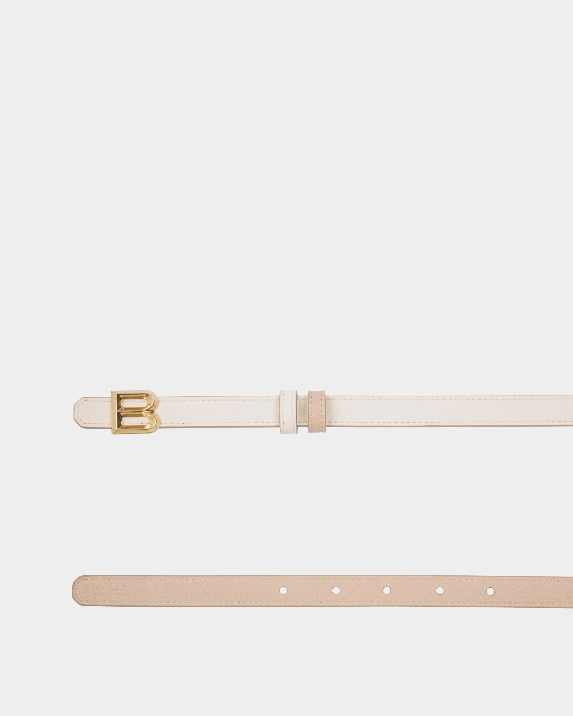 B Bold 15mm Reversible Belt In White And Light Beige Leather - Women's - Bally - 02