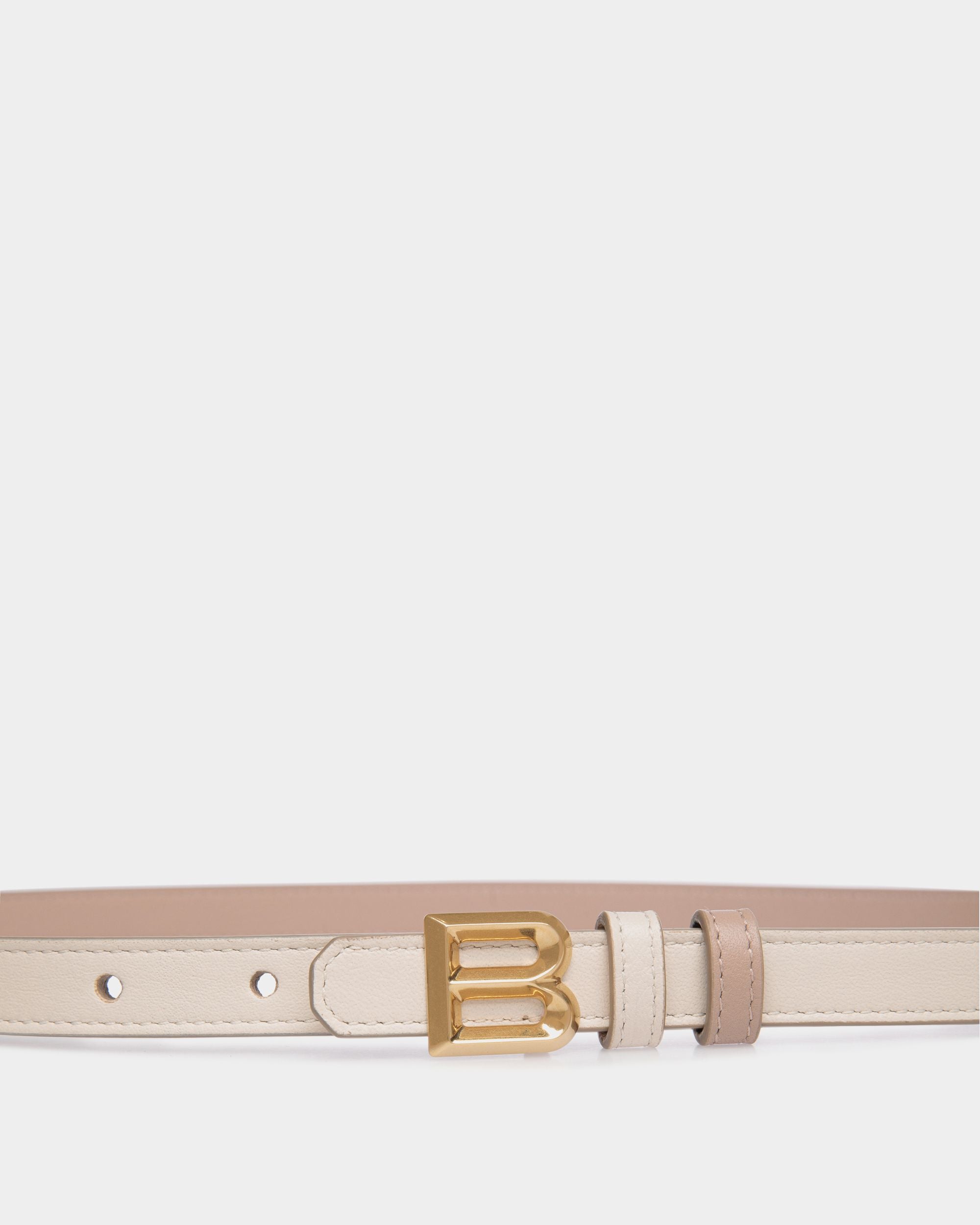 B Bold 15mm Reversible Belt In White And Light Beige Leather - Women's - Bally - 03