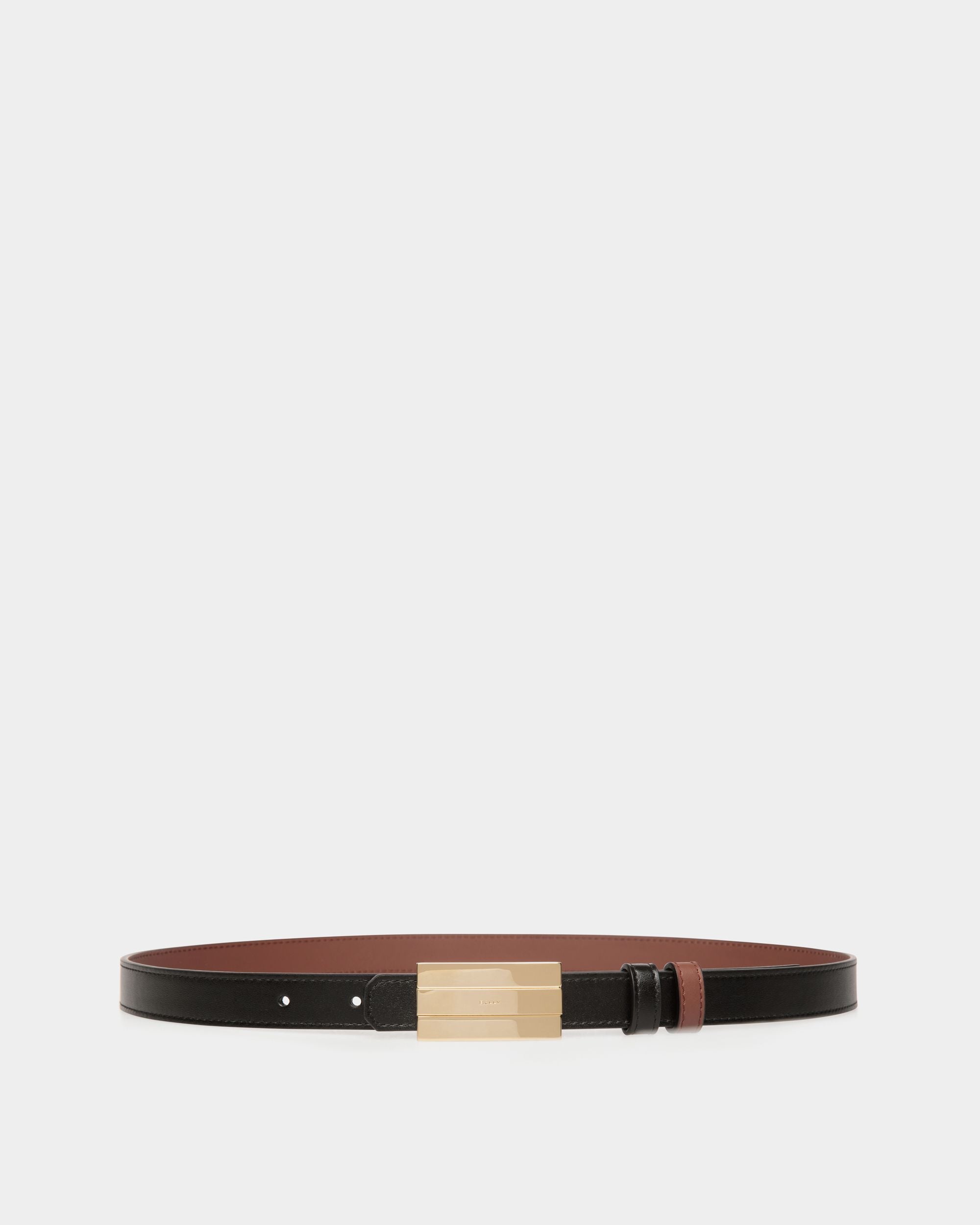 Ollam 20mm Reversible Belt in Black and Brown Leather - Women's - Bally - 01