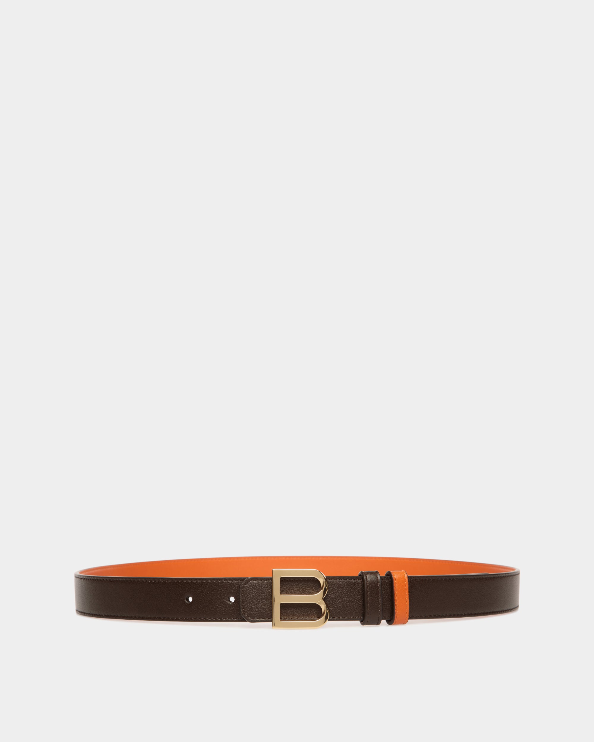 Cinturón Reversible B Twist 25 Mm De Piel Ébano Y Koi Orange - Mujer - Bally - 01
