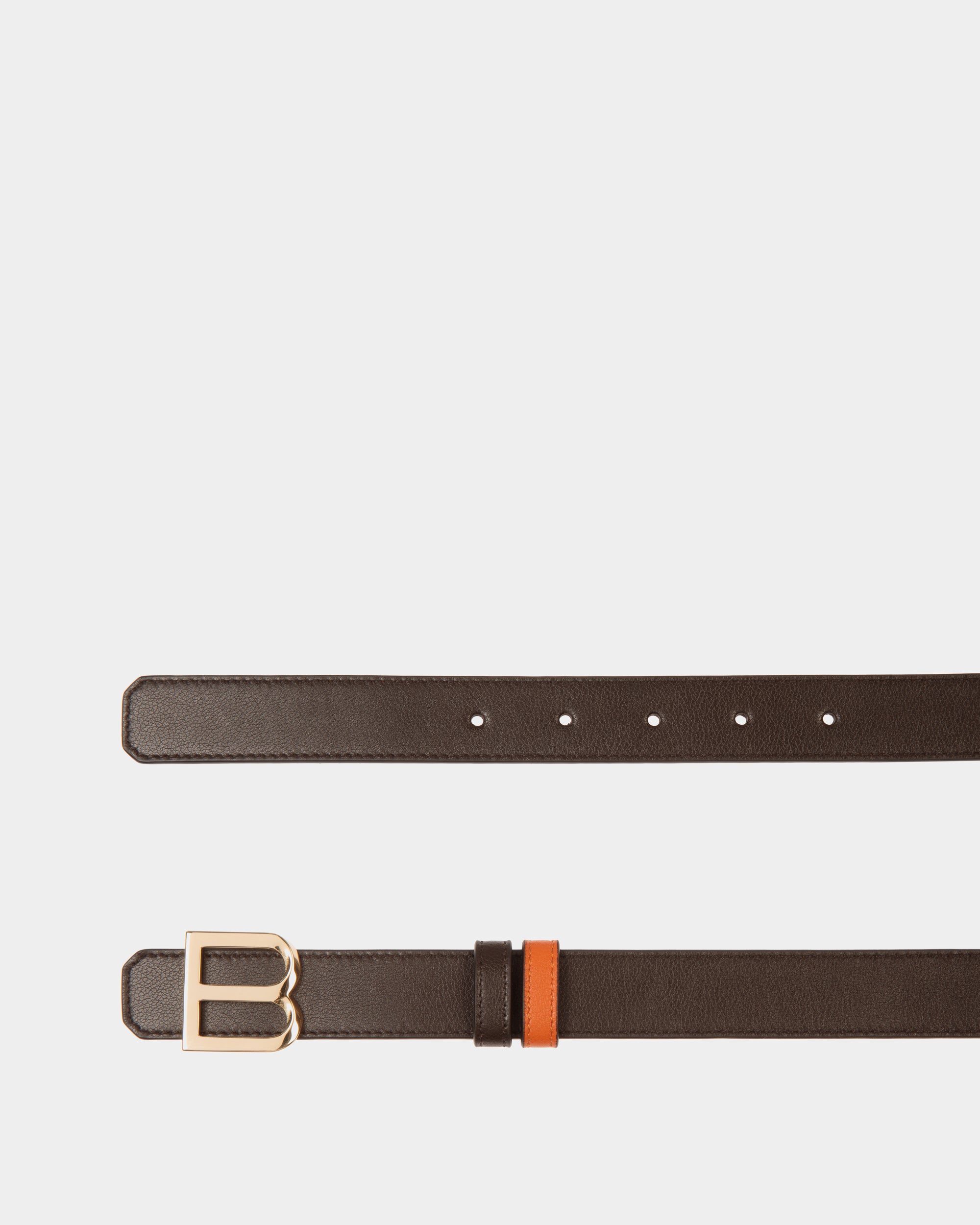 Cinturón Reversible B Twist 25 Mm De Piel Ébano Y Koi Orange - Mujer - Bally - 02
