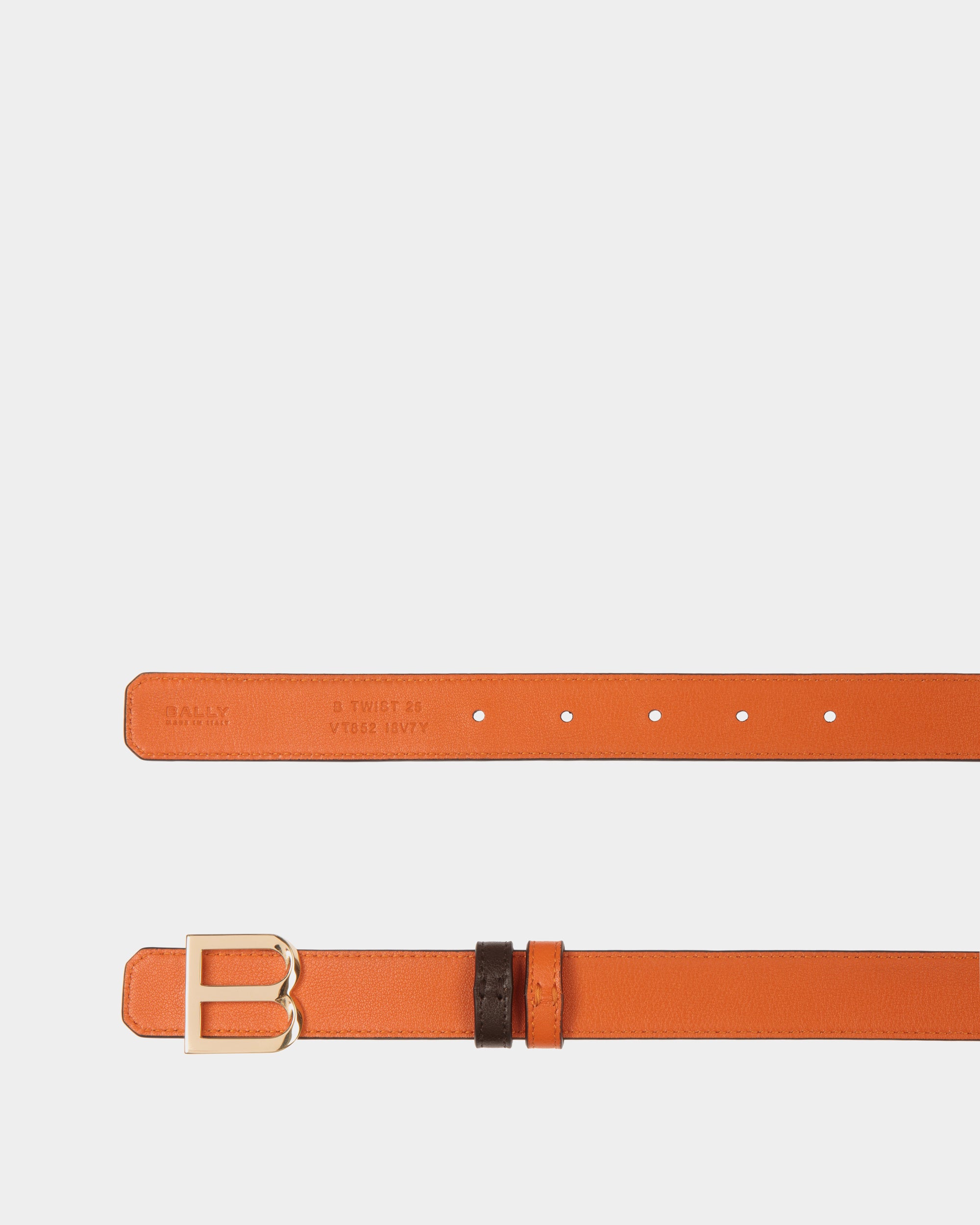 Cinturón Reversible B Twist 25 Mm De Piel Ébano Y Koi Orange - Mujer - Bally - 03