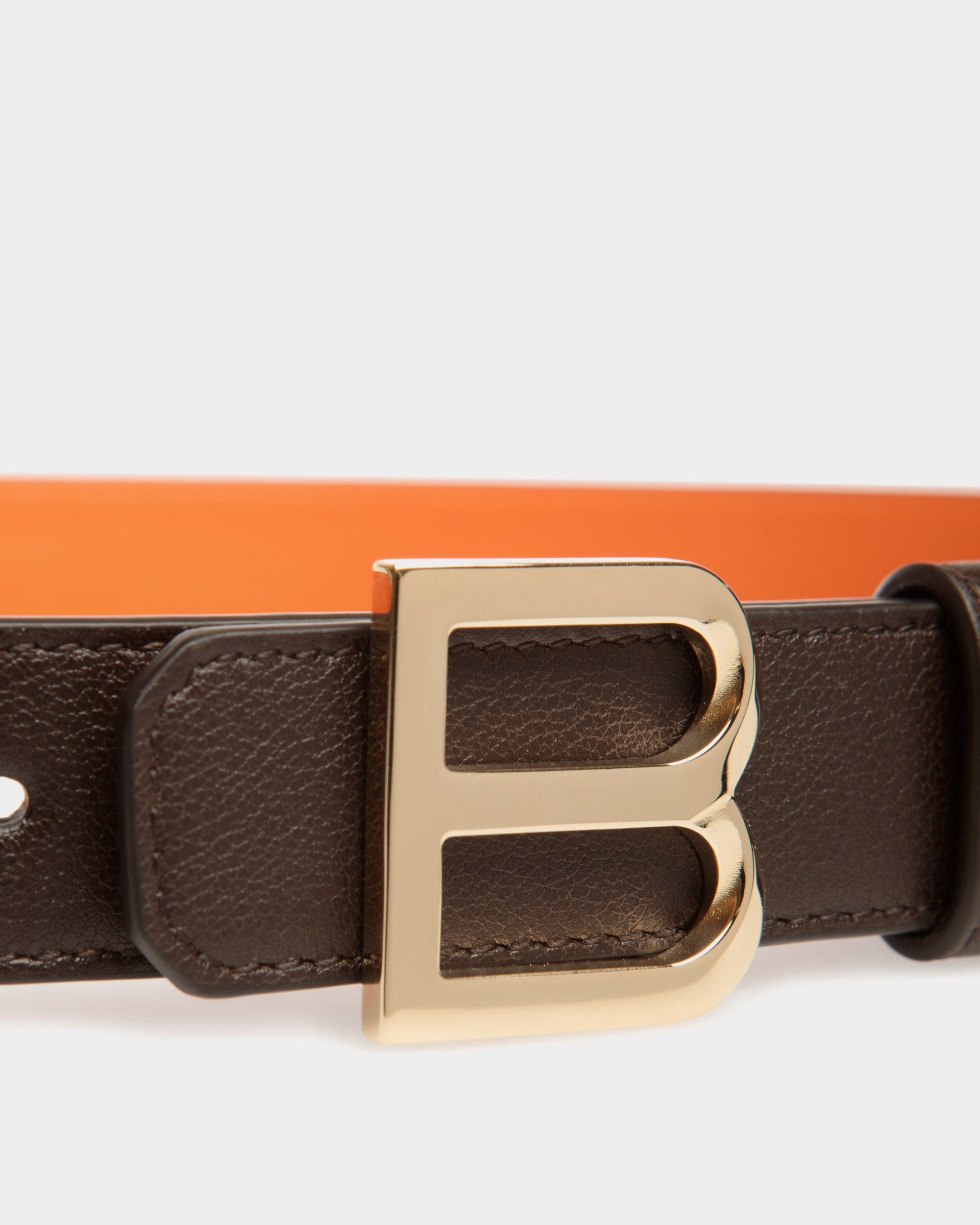 Cinturón Reversible B Twist 25 Mm De Piel Ébano Y Koi Orange - Mujer - Bally - 04