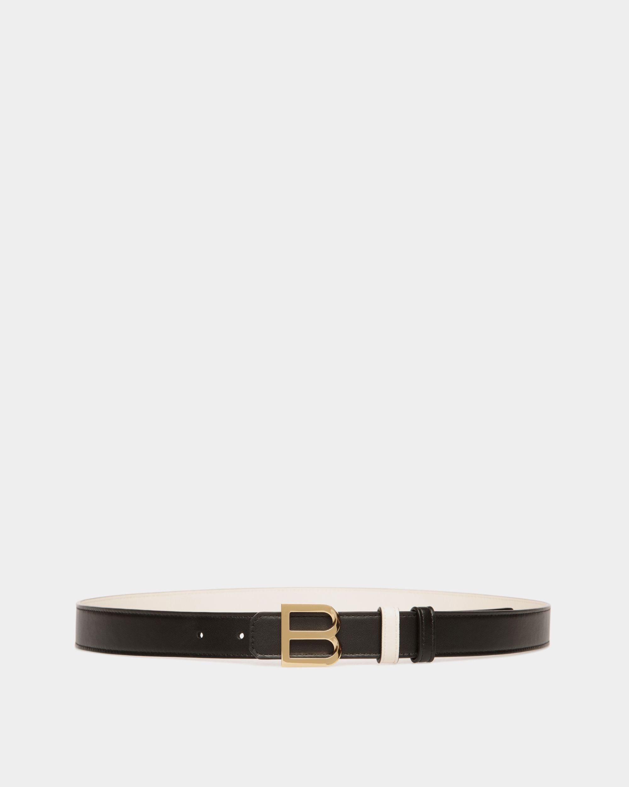B Twist 25mm Reversible Belt in Black and White Leather - Mujer - Bally - 01