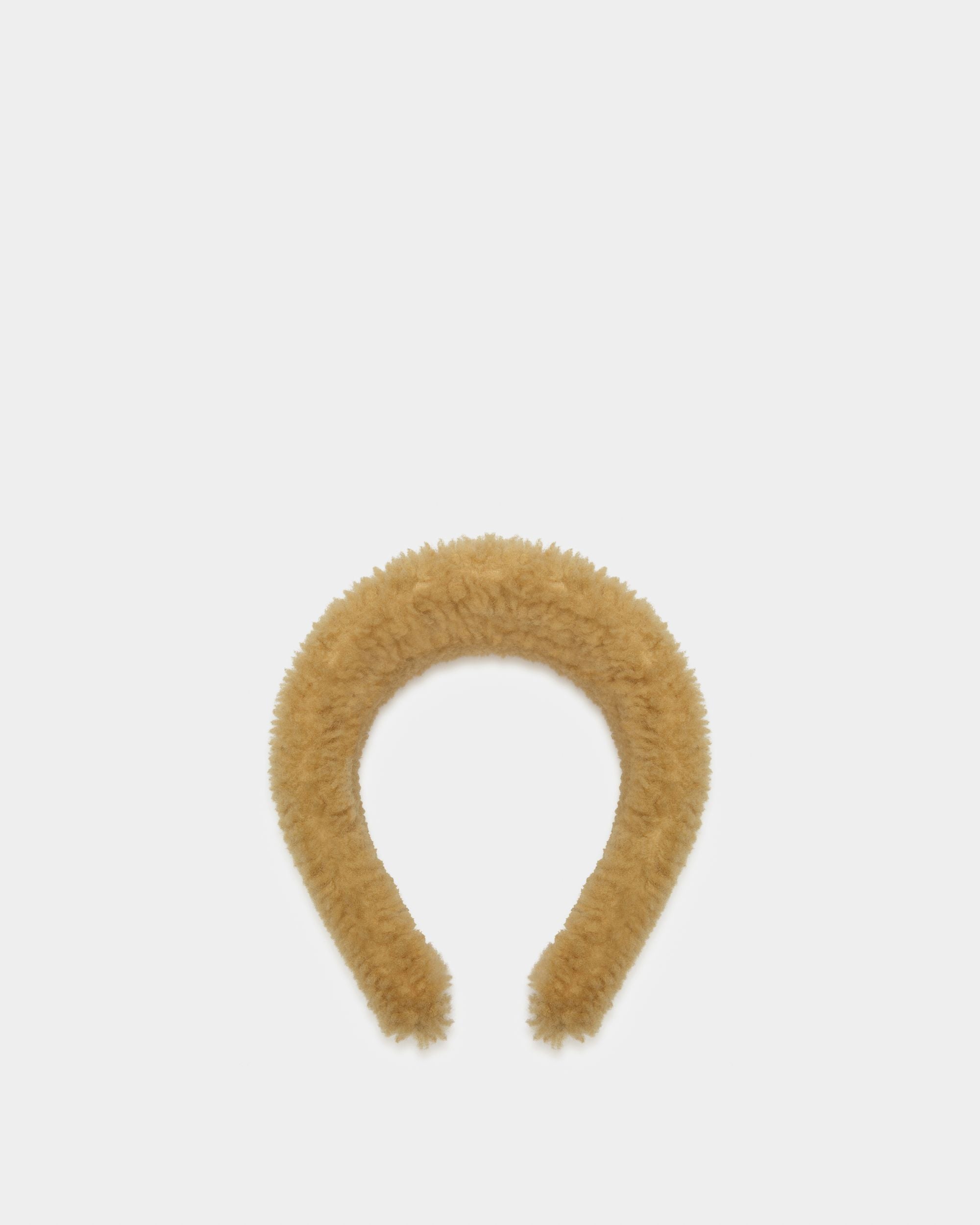 Diadema De La Colección Curling De Borreguillo Camel Con Bordado St. Moritz - Mujer - Bally - 03