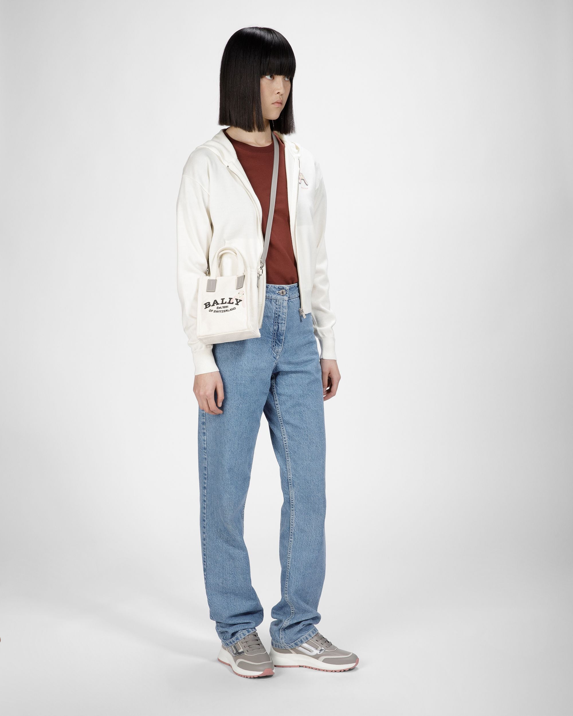 Wool Rabbit Motif Hooded Sweatshirt In Bone - Women's - Bally - 04