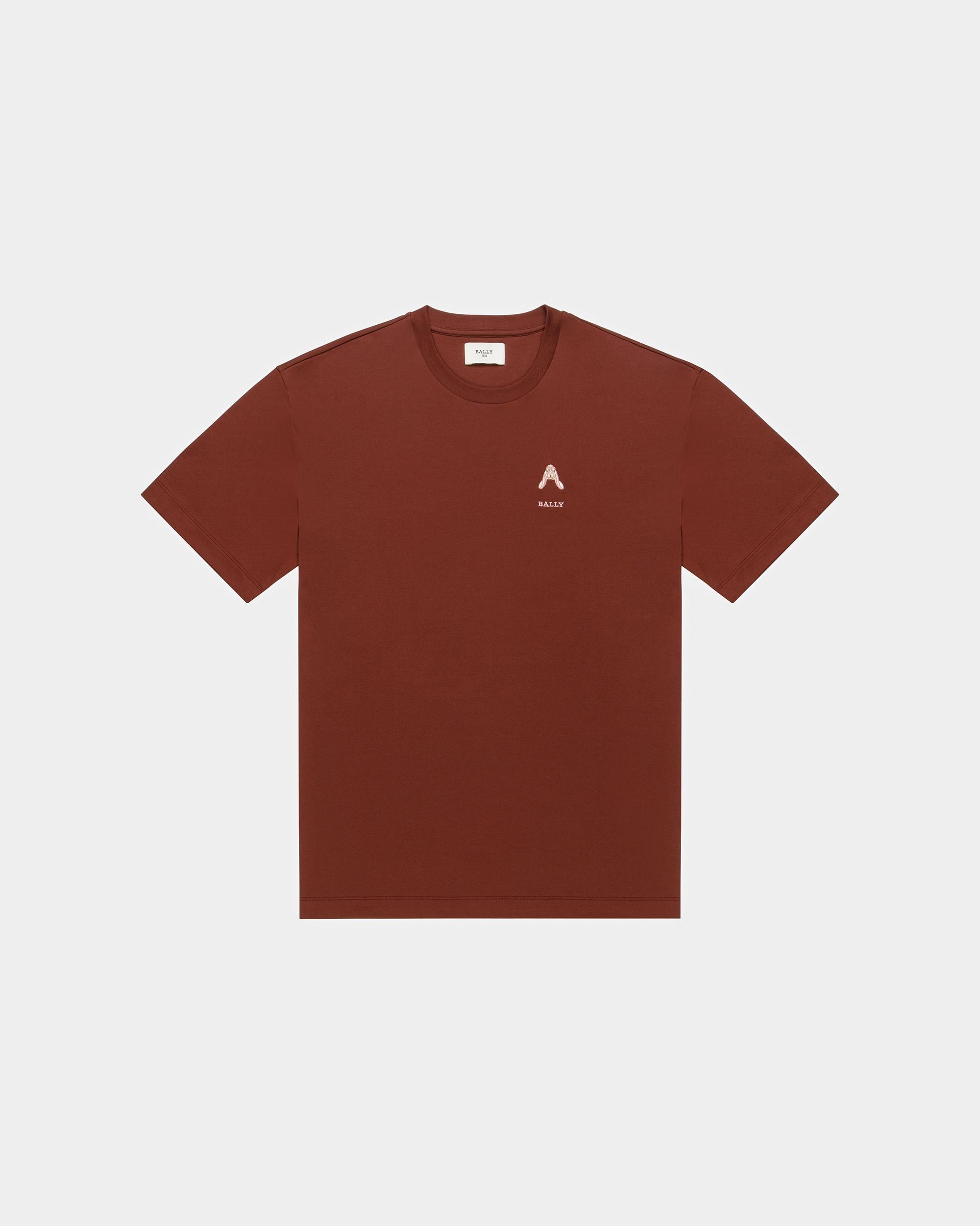Cotton Rabbit Motif T-Shirt In Heritage Red - Women's - Bally - 05