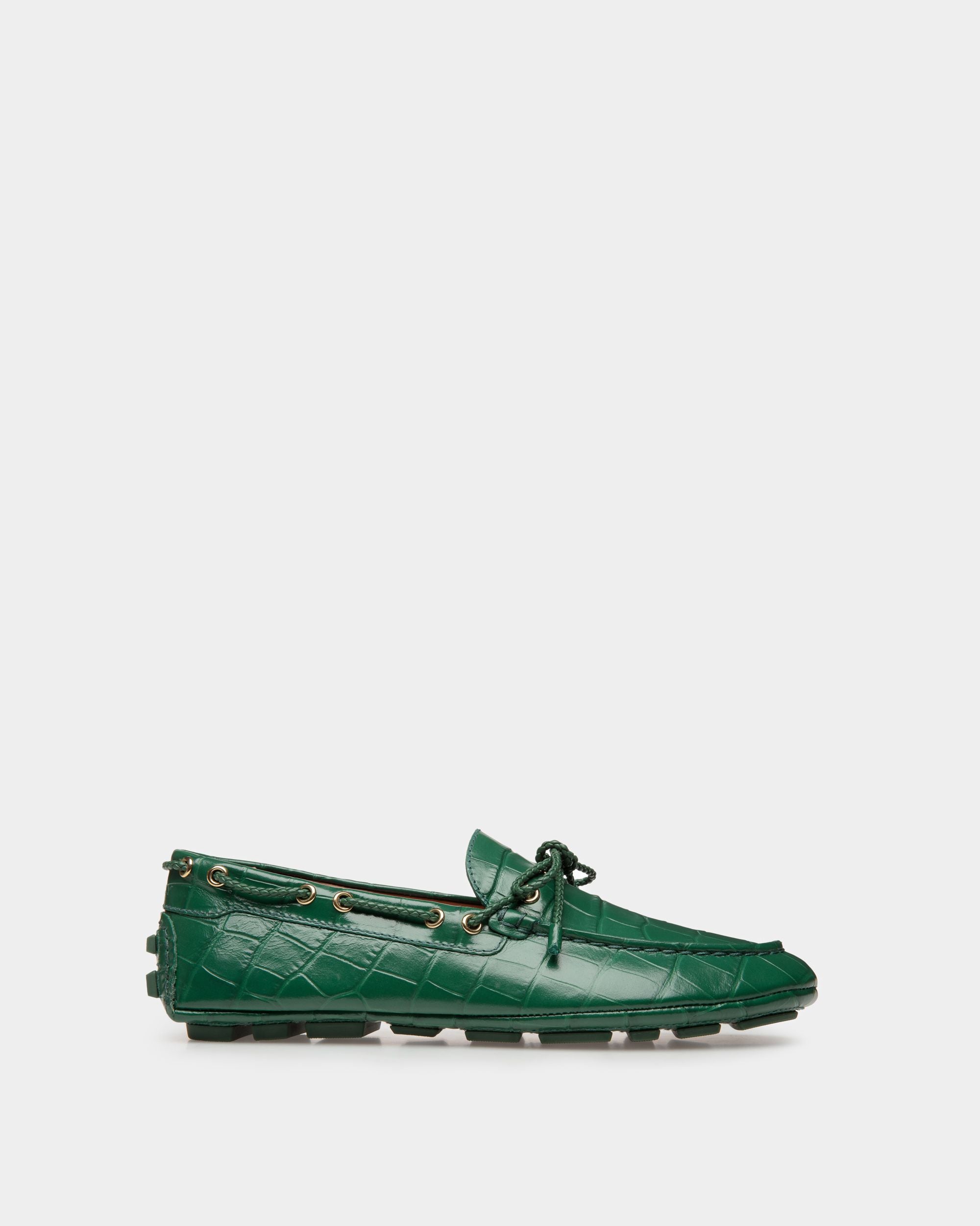 Zapatos Driver Kerbs De Piel En Verde - Mujer - Bally - 01