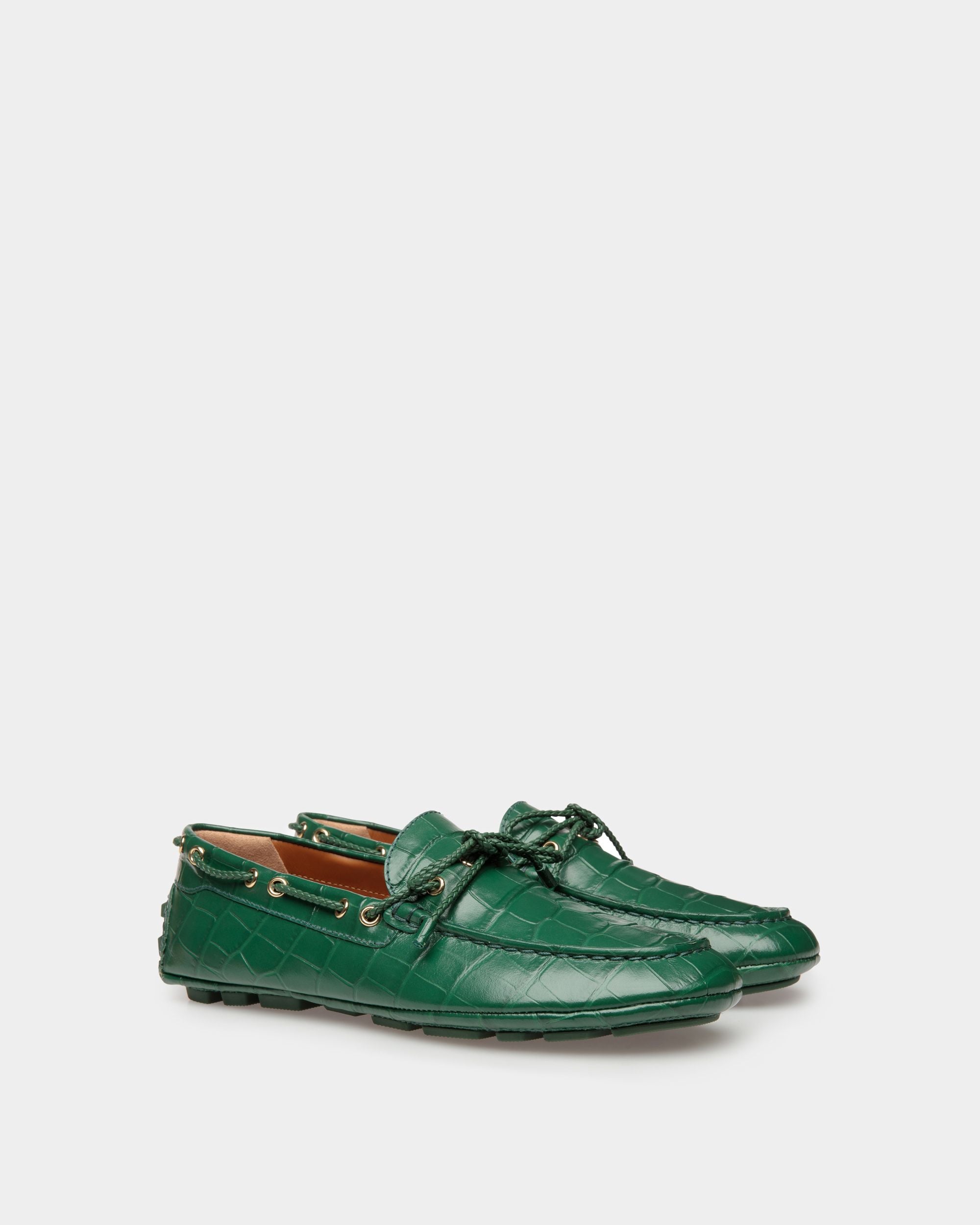 Zapatos Driver Kerbs De Piel En Verde - Mujer - Bally - 02