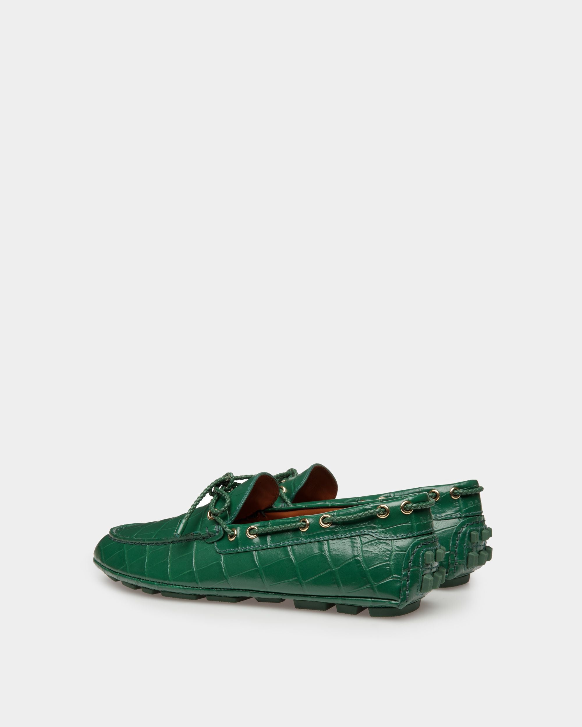 Zapatos Driver Kerbs De Piel En Verde - Mujer - Bally - 03