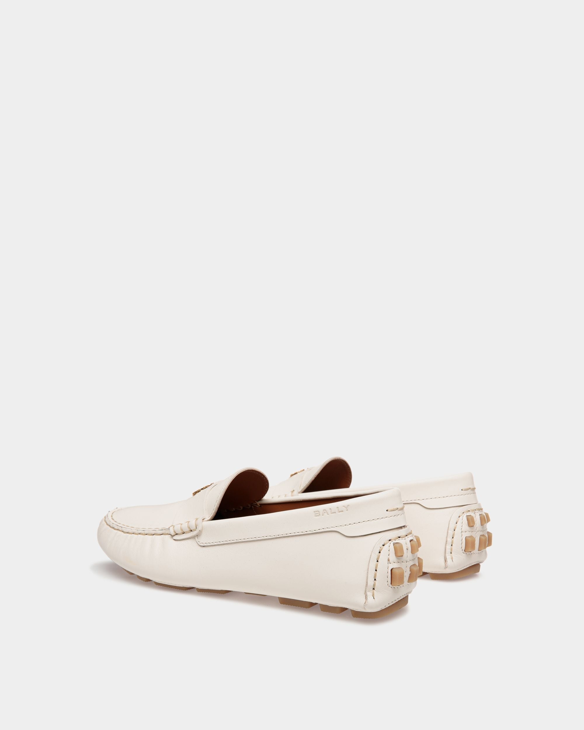 Zapato Driver Kerbs De Piel Blanca - Mujer - Bally - 03
