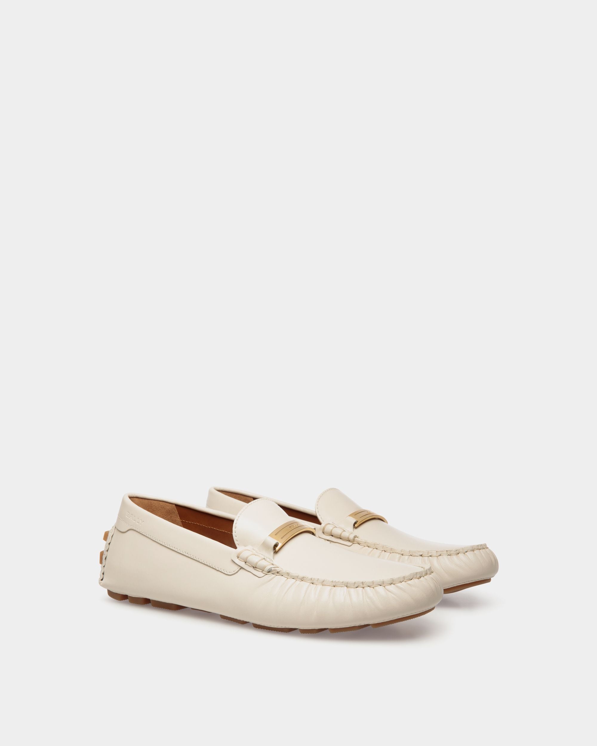 Kerbs Driver in White Leather - Women's - Bally - 02