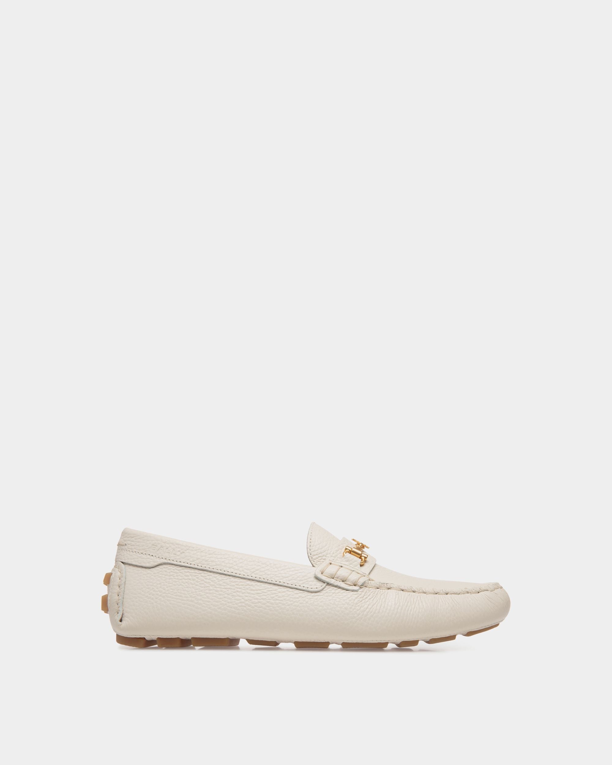 Kerbs Driver in White Grained Leather - Women's - Bally - 01