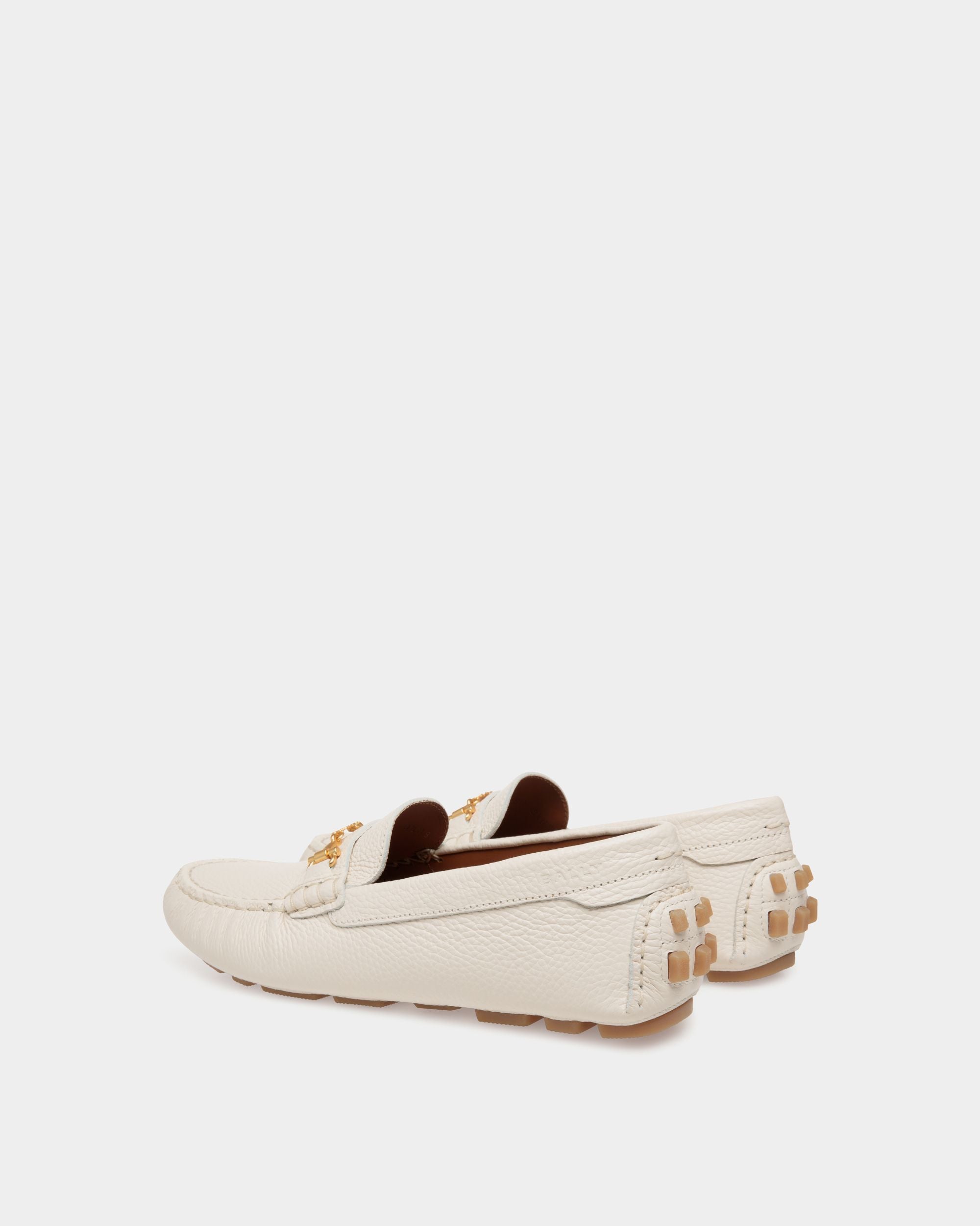 Kerbs Driver in White Grained Leather - Women's - Bally - 02