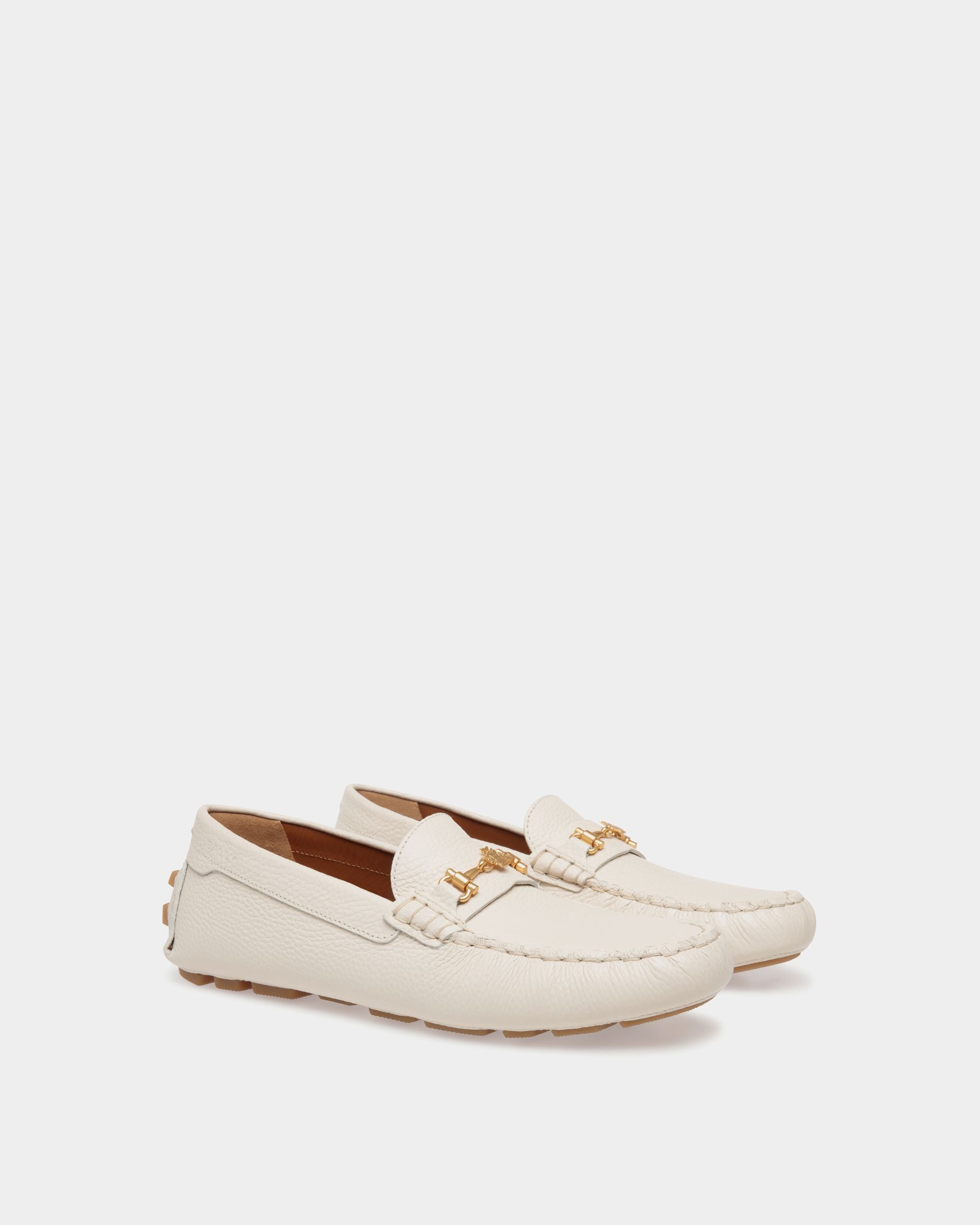 Kerbs Driver in White Grained Leather - Women's - Bally - 03