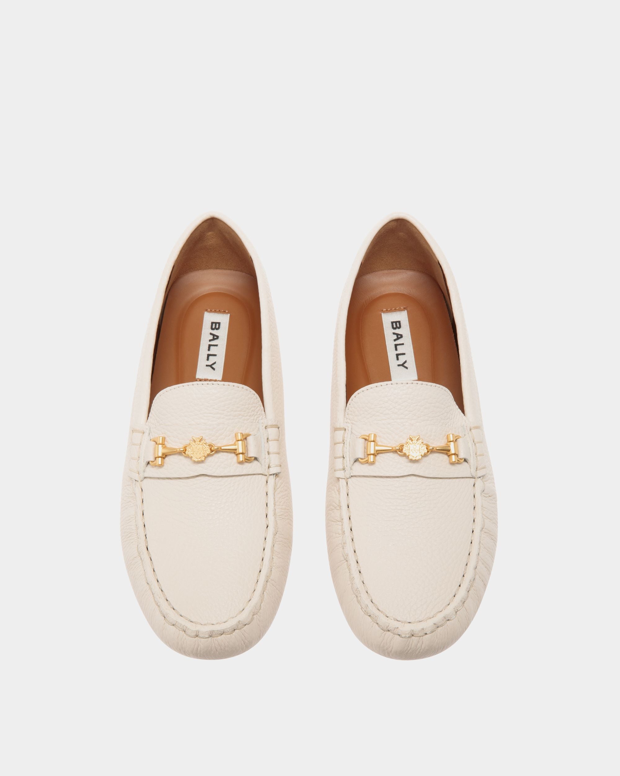 Kerbs Driver in White Grained Leather - Women's - Bally - 04