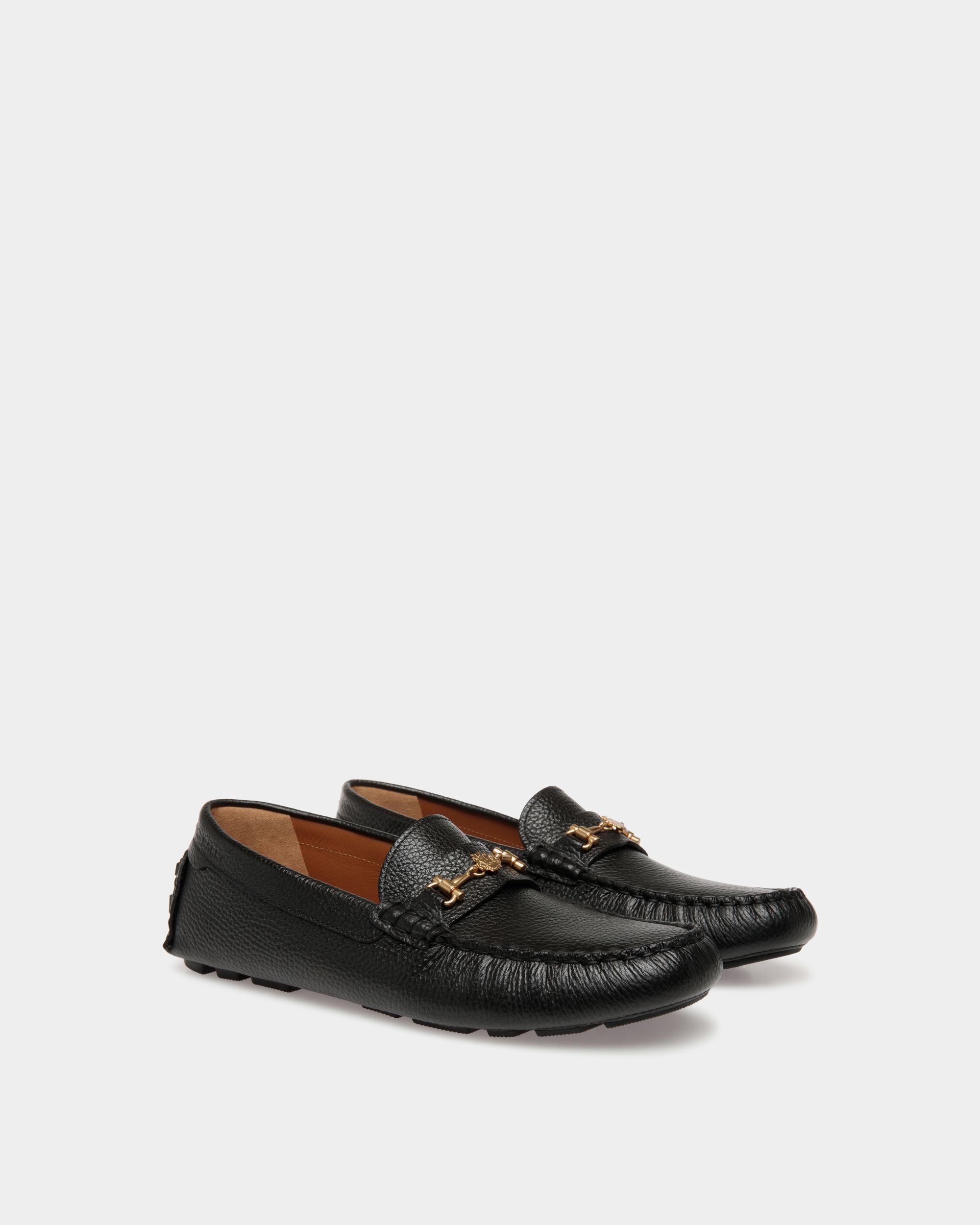 Kerbs Driver in Black Grained Leather - Women's - Bally - 02