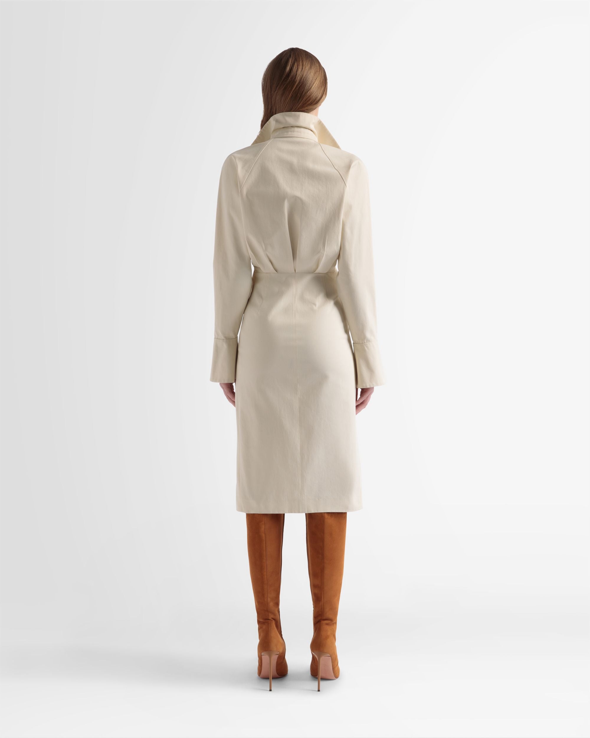 Cotton Shirt Dress In Off-White - Women's - Bally - 05