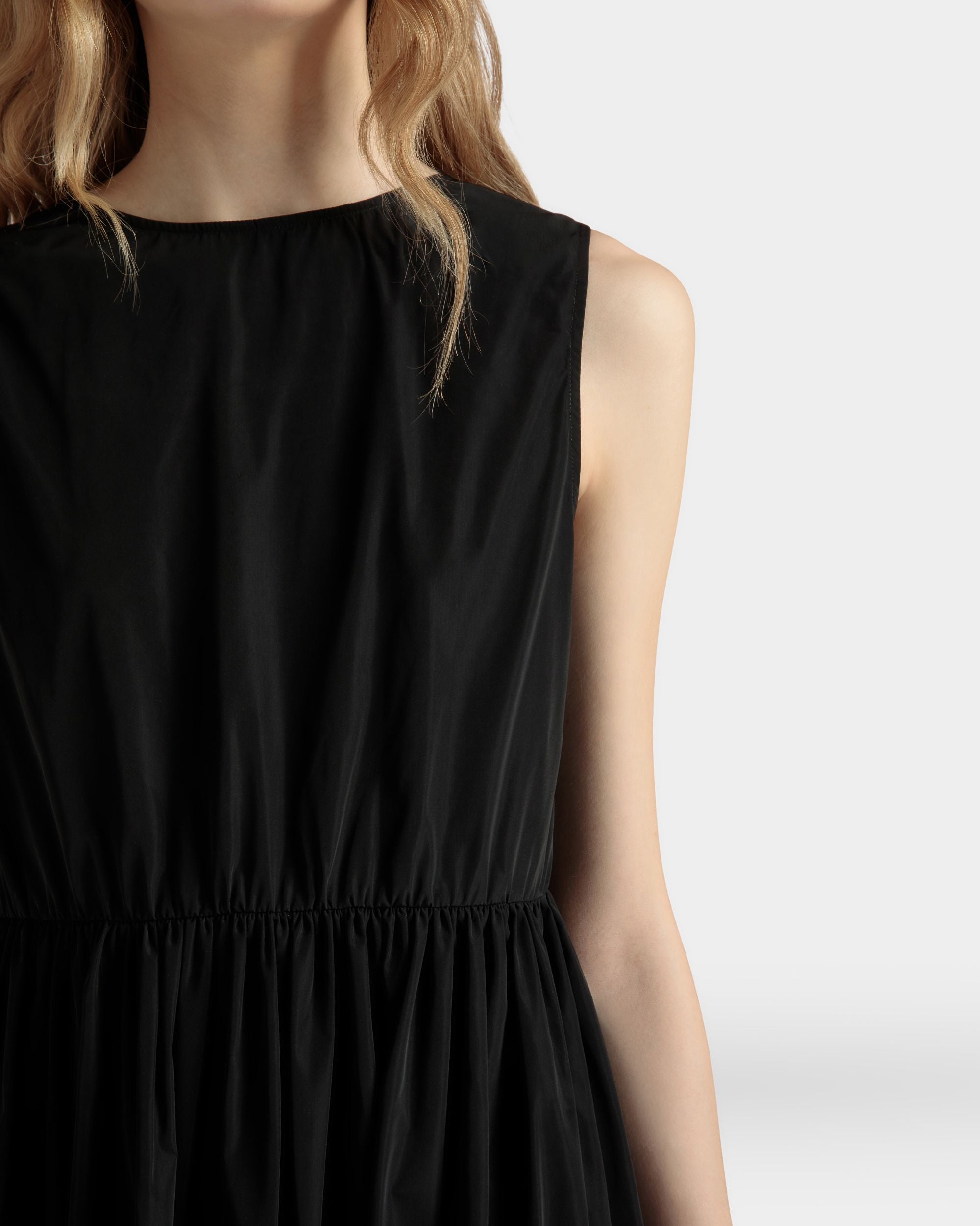 Sleeveless Midi Dress in Black Technical Duchesse - Women's - Bally - 04