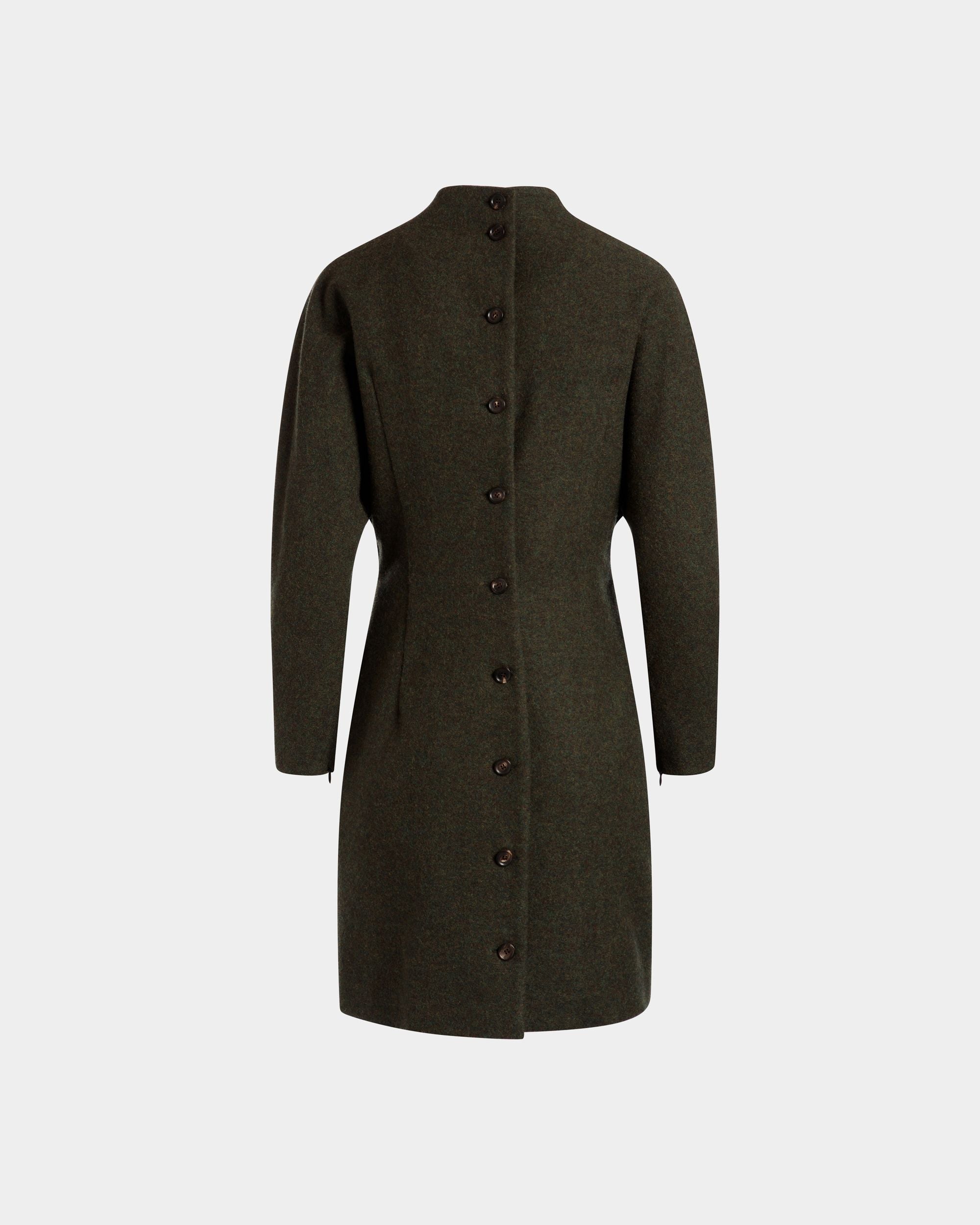 Vestido Asimétrico De Lana Verde Oscuro - Mujer - Bally - 07