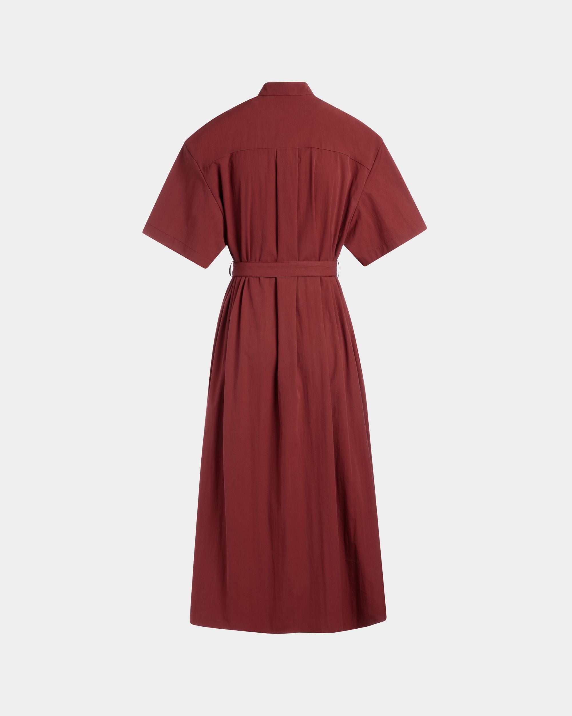 Vestido De Popelina De Mezcla De Algodón Heritage Red Con Cinturón - Mujer - Bally - 07