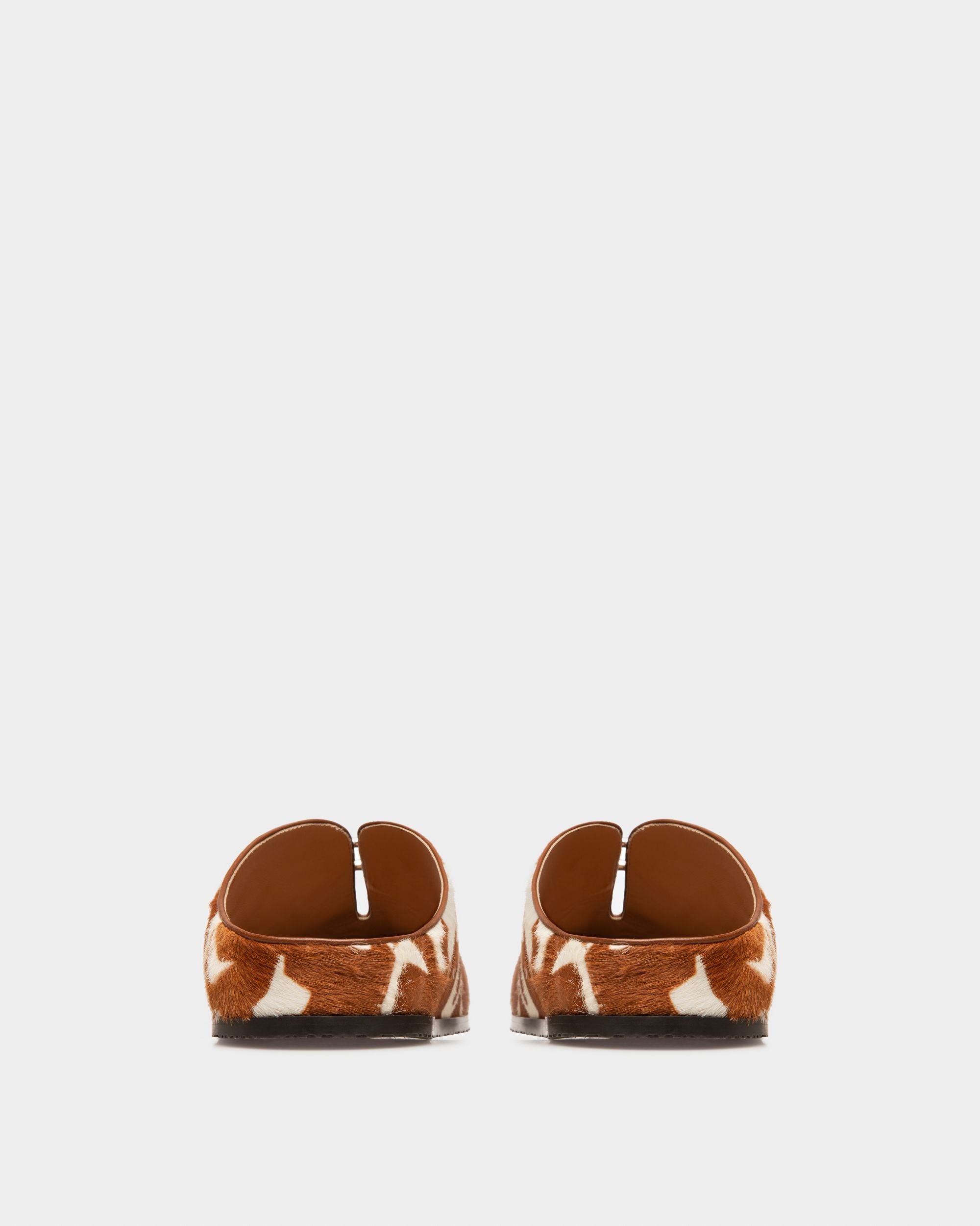 Francine Haircalf Slippers In White & Brown - Women's - Bally - 04